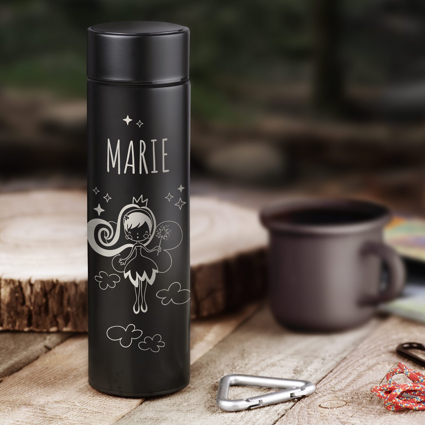 Murrano Customized Black Thermos Bottle with LED Display for Girl's Birthday