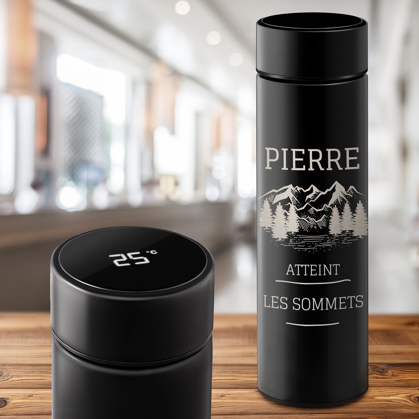 Botella Térmica Negra Personalizada con Pantalla LED para Hombre - Promoción Laboral