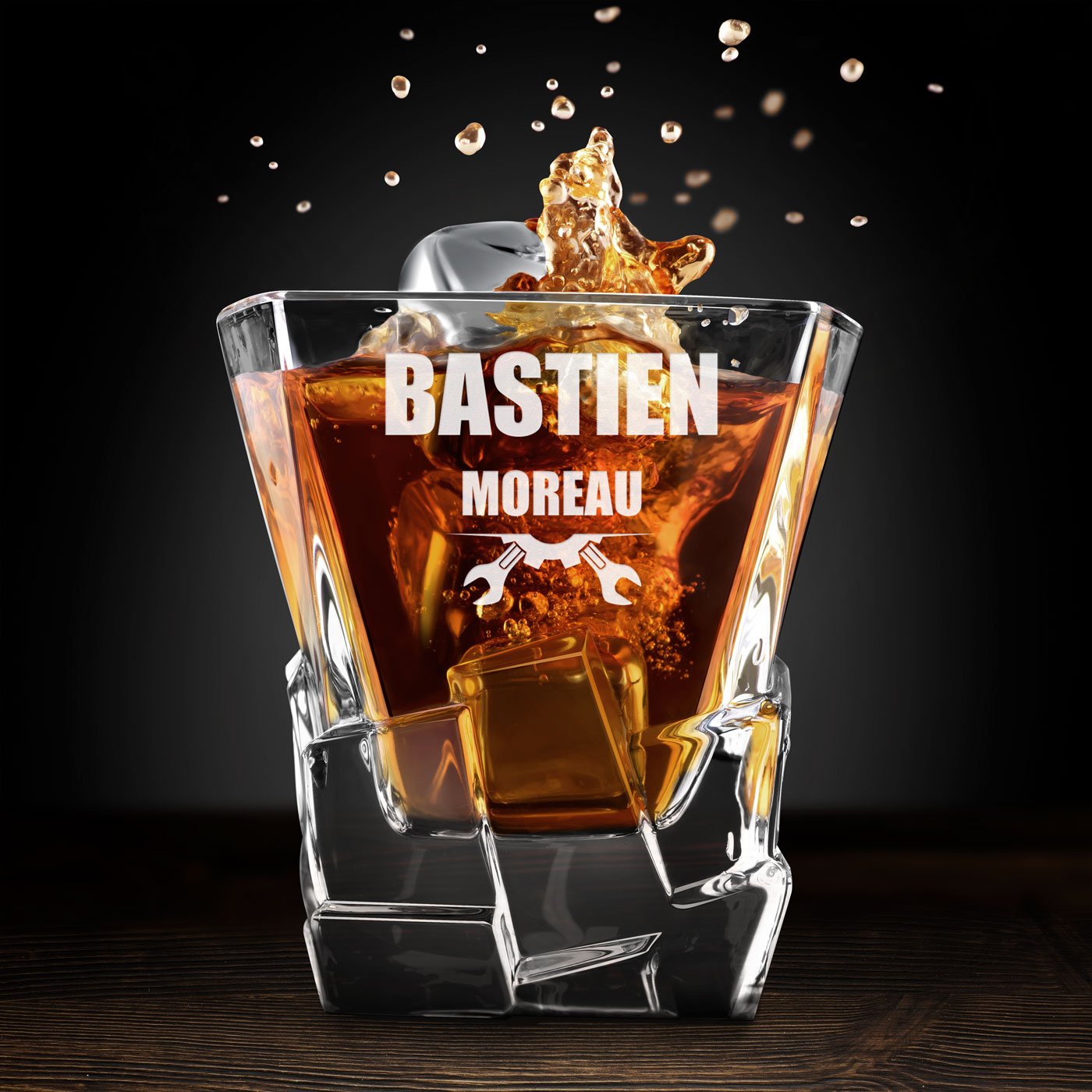 Murrano Whisky Stones Set with Personalized Engraved Box for a Friend's Birthday