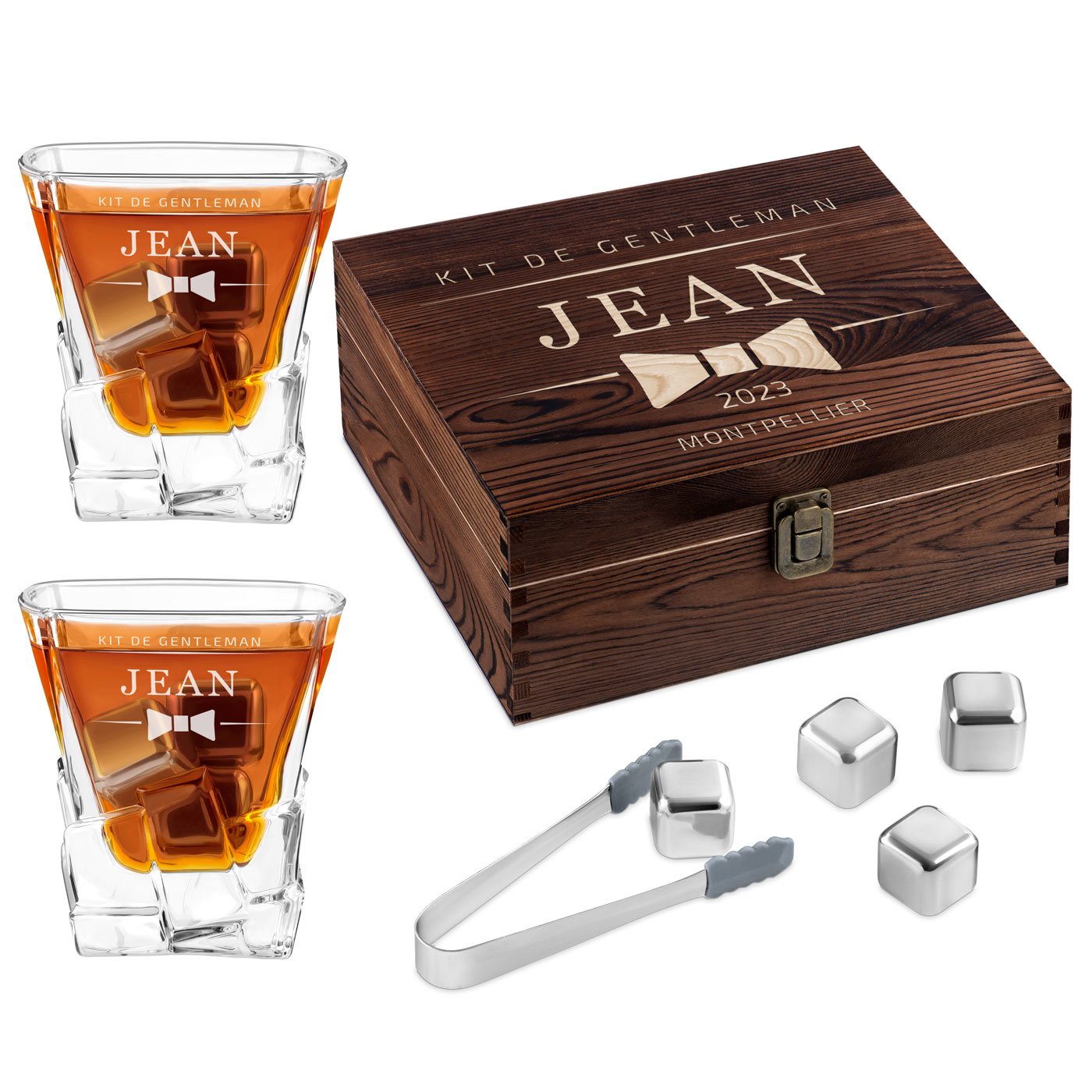 Murrano Whisky Stones Set with Personalized Box for a Valentine's Day Gift