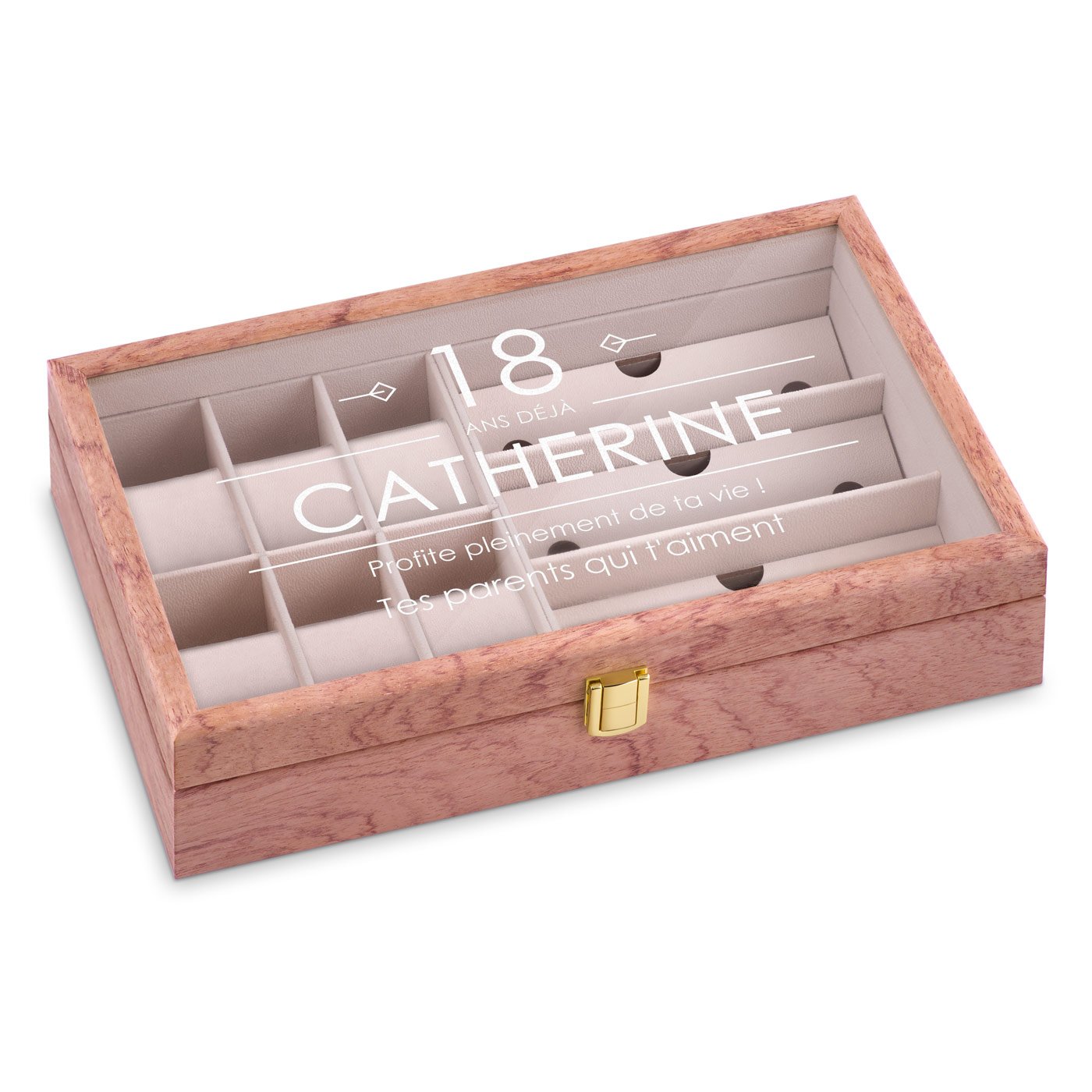 Murrano Personalized Wood Jewelry Box for 18th Birthday Girl