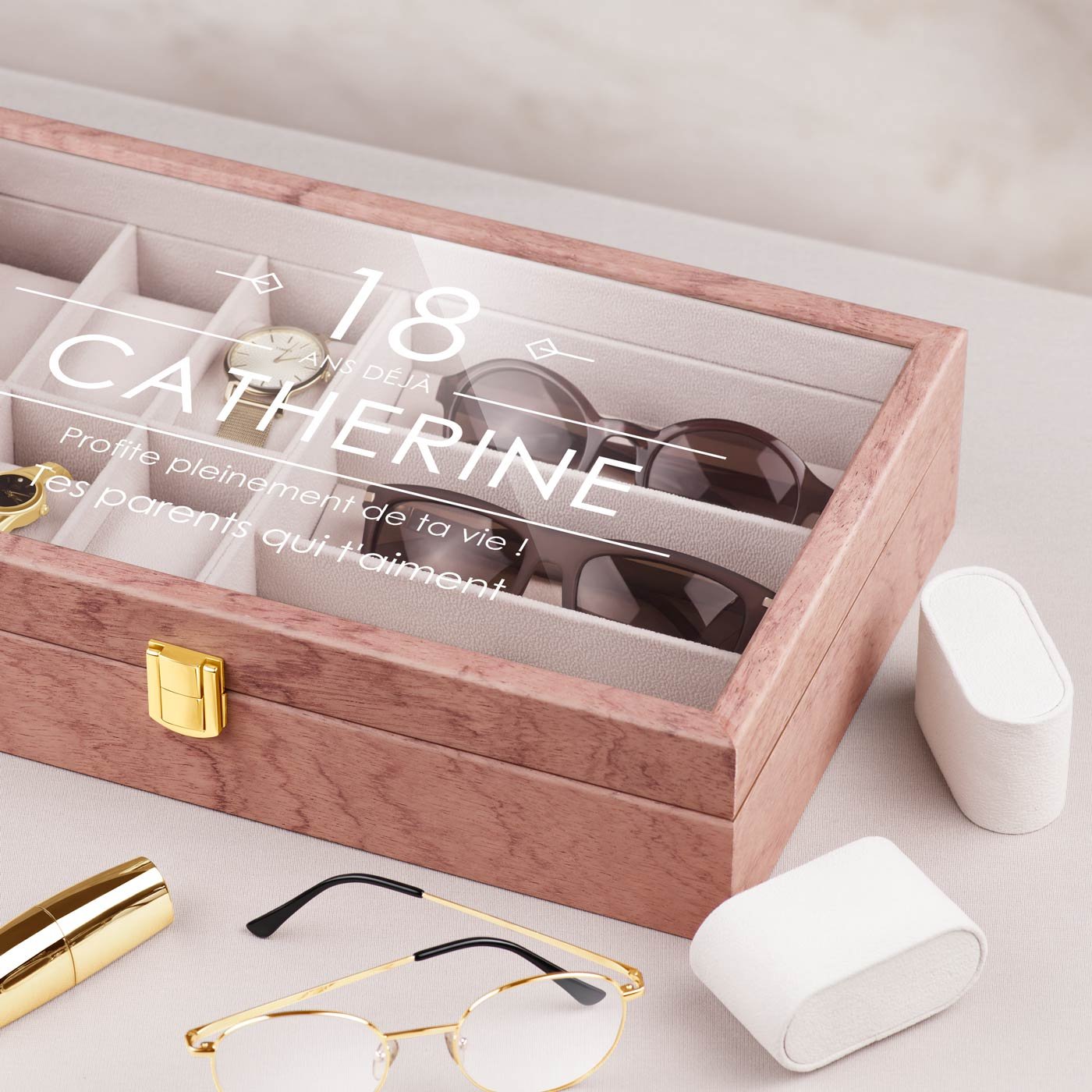 Murrano Personalized Wood Jewelry Box for 18th Birthday Girl