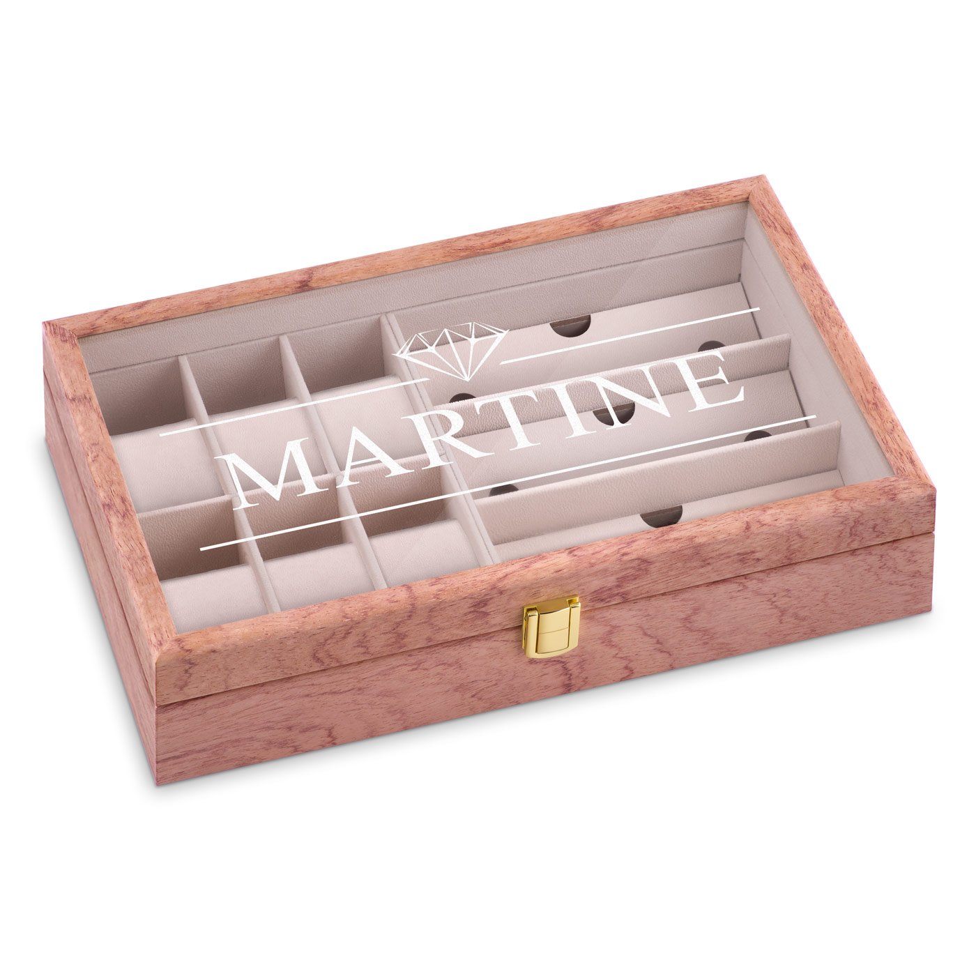 Caja de almacenamiento de madera personalizada Murrano para mujeres