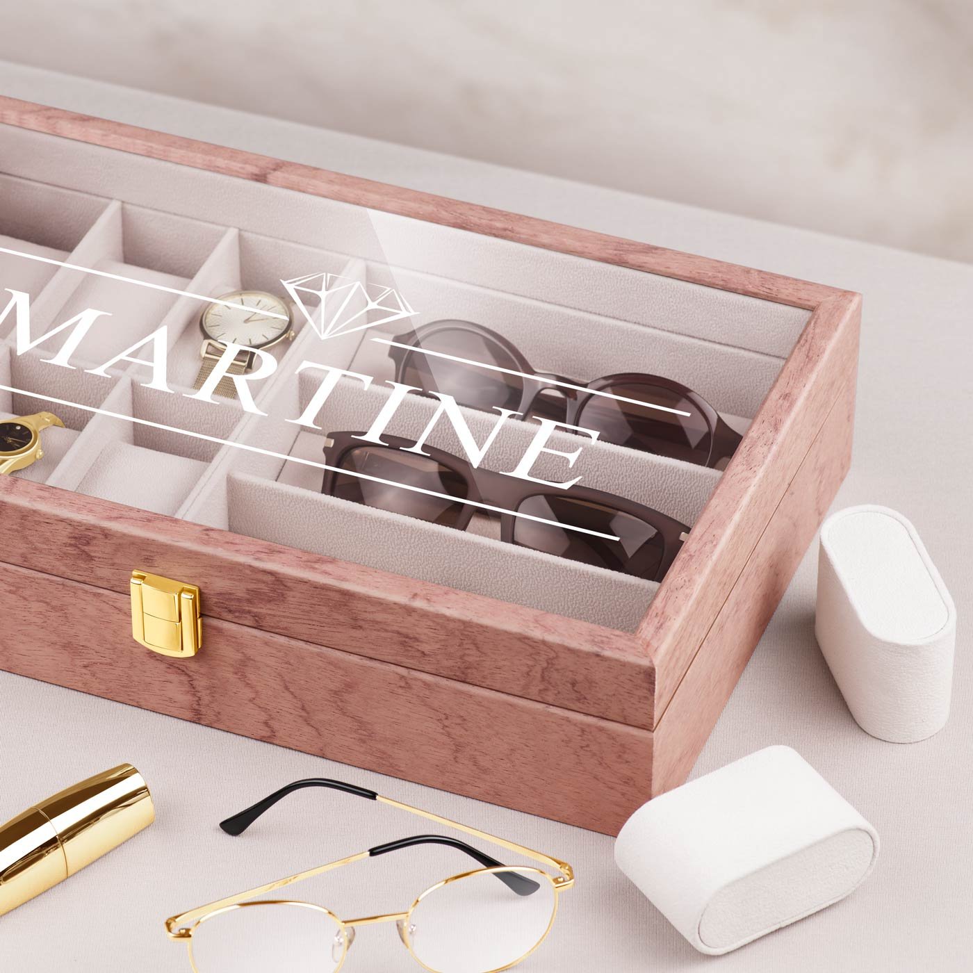 Caja de almacenamiento de madera personalizada Murrano para mujeres