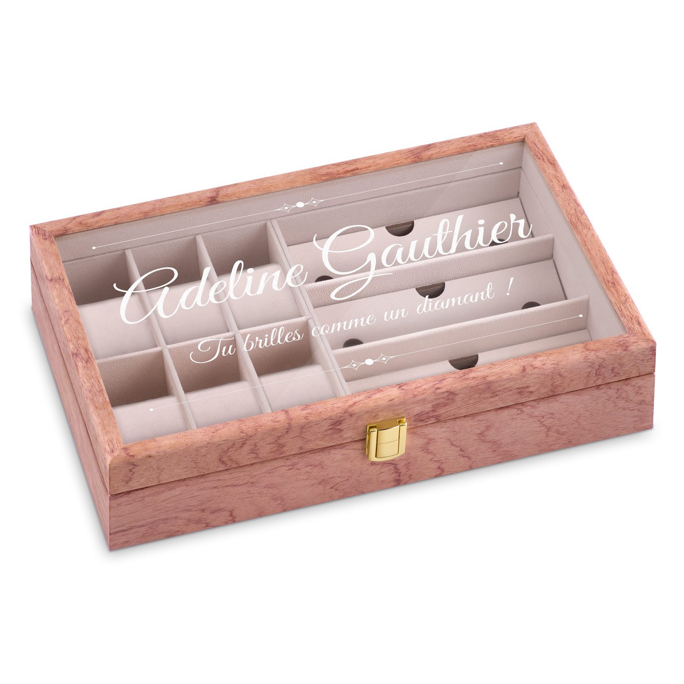 Murrano Personalized Wood Jewelry Box for Women