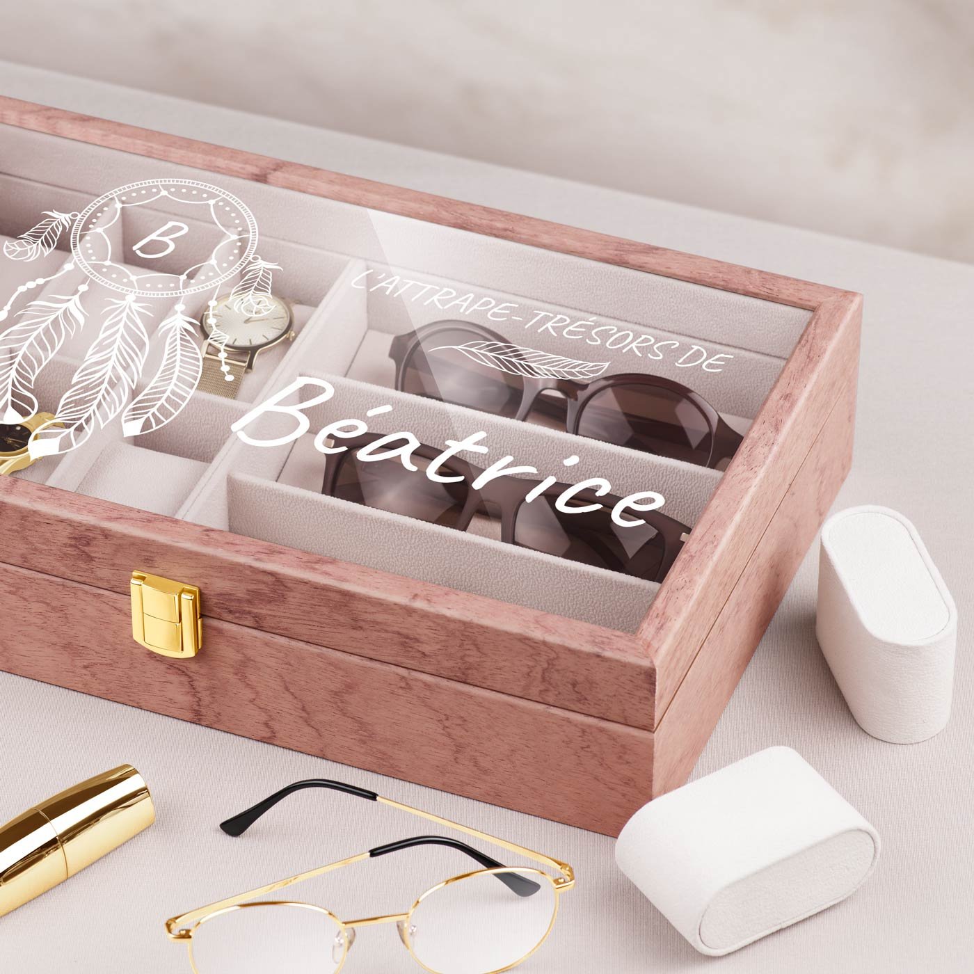 Murrano Personalized Wood Box - Rose with Engraving for a Friend's Birthday