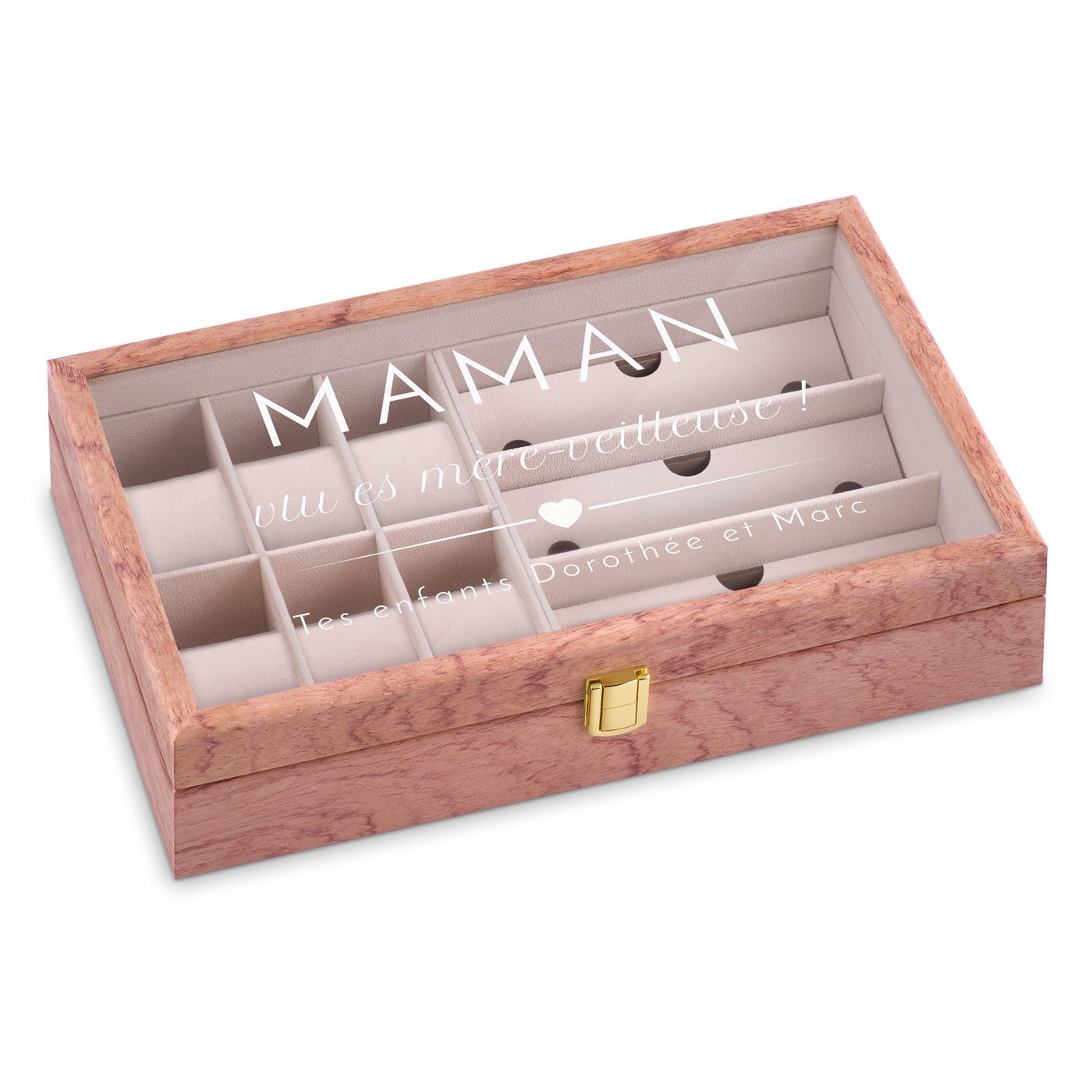 Cajón de almacenamiento de madera rosa personalizado de Murrano para el Día de las Madres