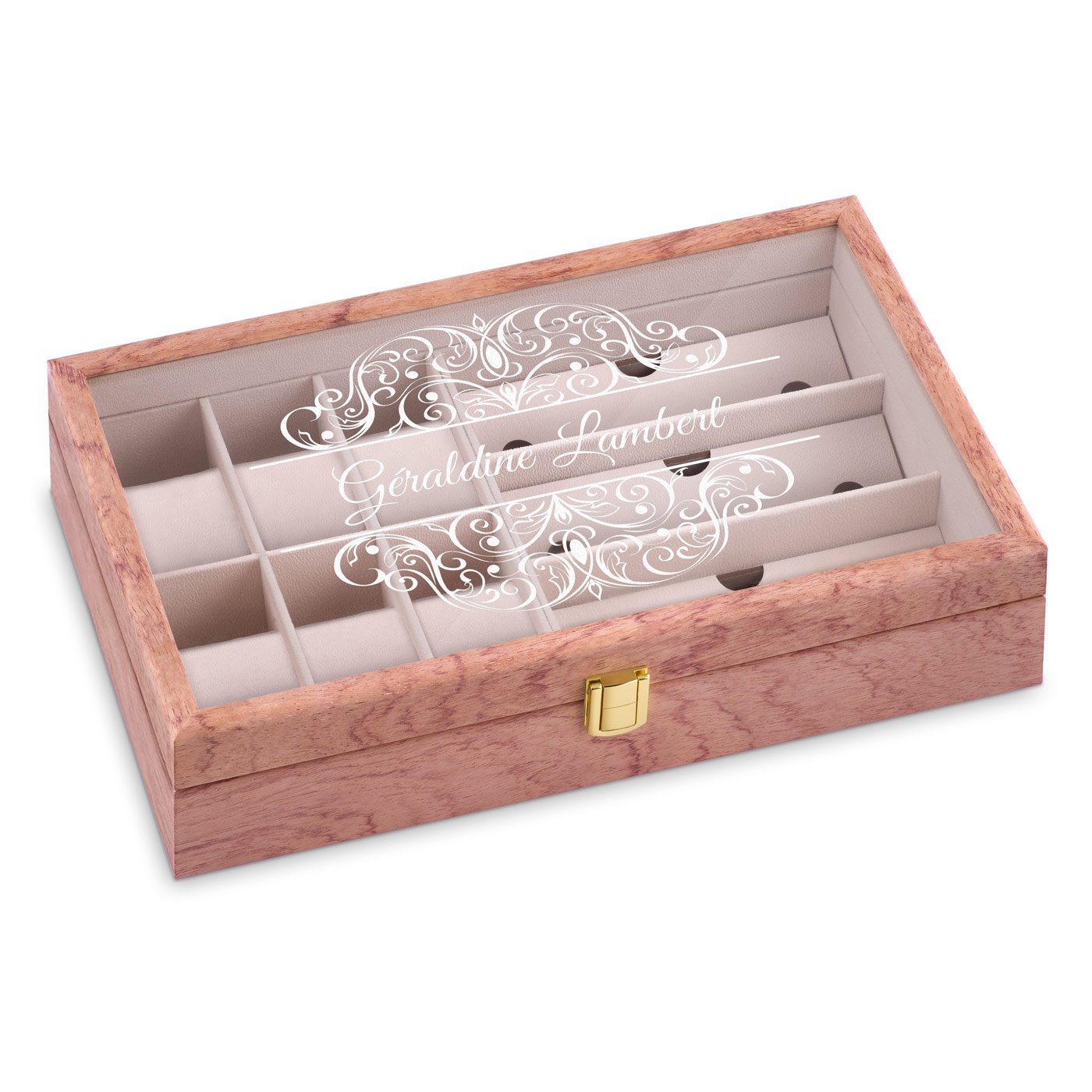 Murrano Personalized Wood Jewelry Box for Her