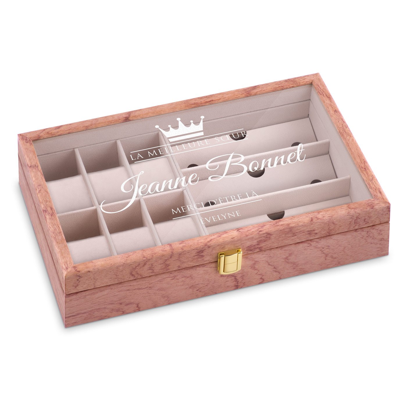Murrano Personalized Pink Wood Storage Box for Sister's Birthday
