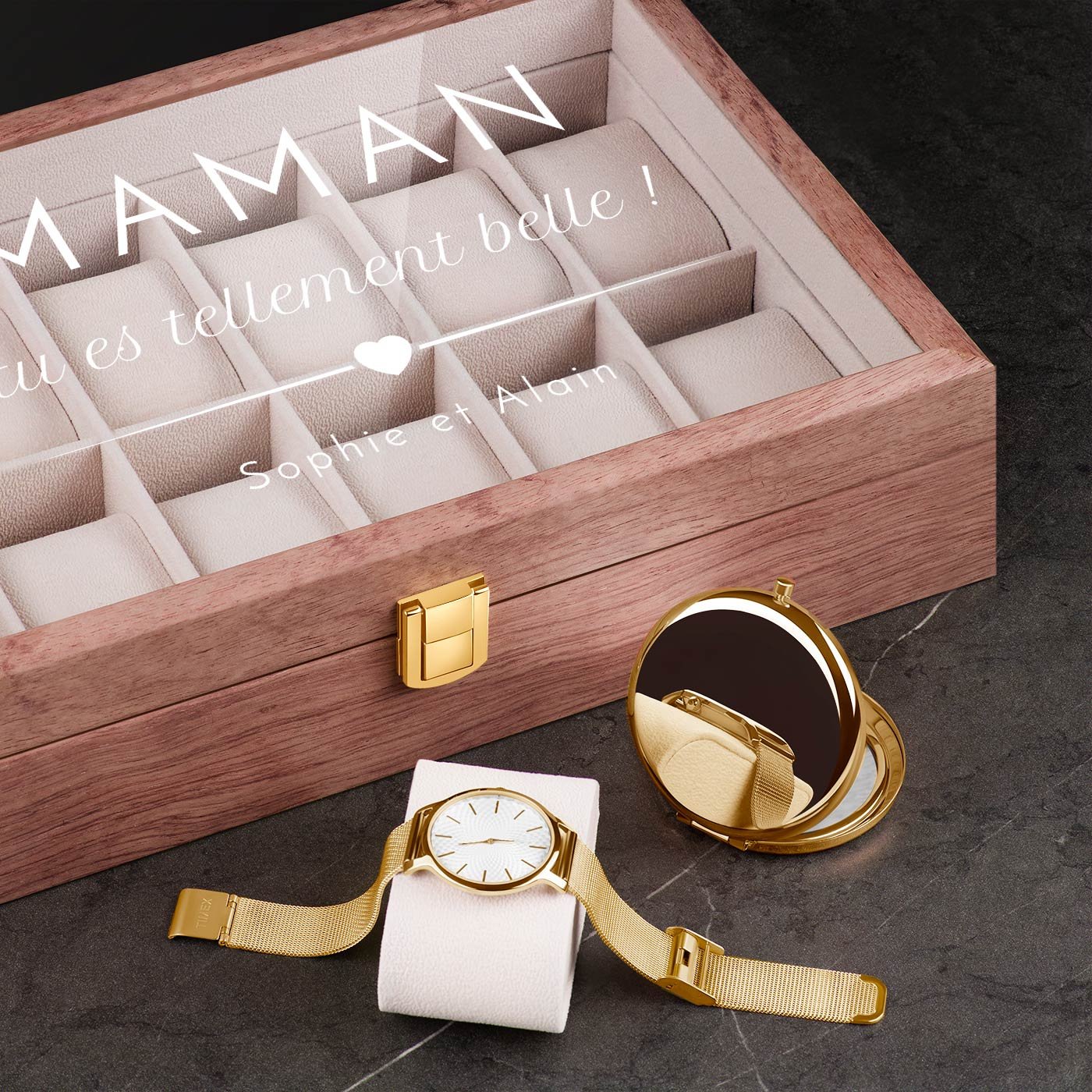 Murrano Customized Wooden Watch Box for Mother's Day