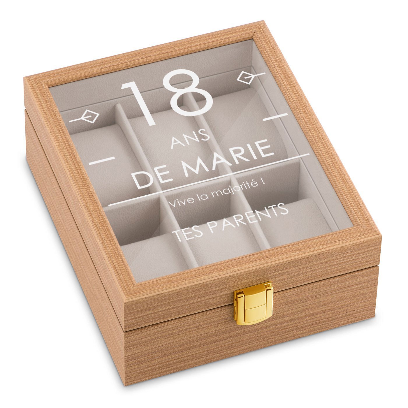 Murrano Personalized Wood Watch Box for a Girl's 18th Birthday