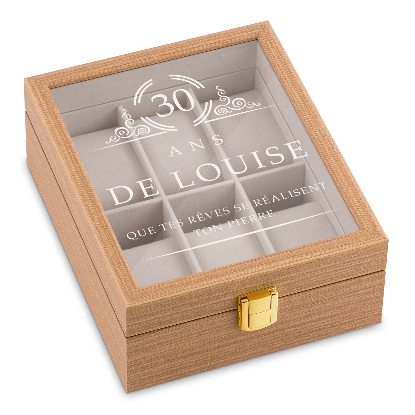 Murrano Wooden Watch Box with Engraving for Women's 30th Birthday
