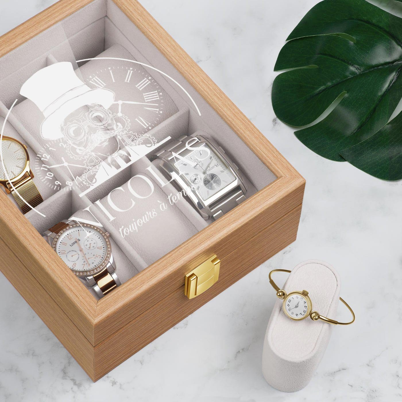 Murrano Wood Watch Box with Engraving for a Colleague's Birthday