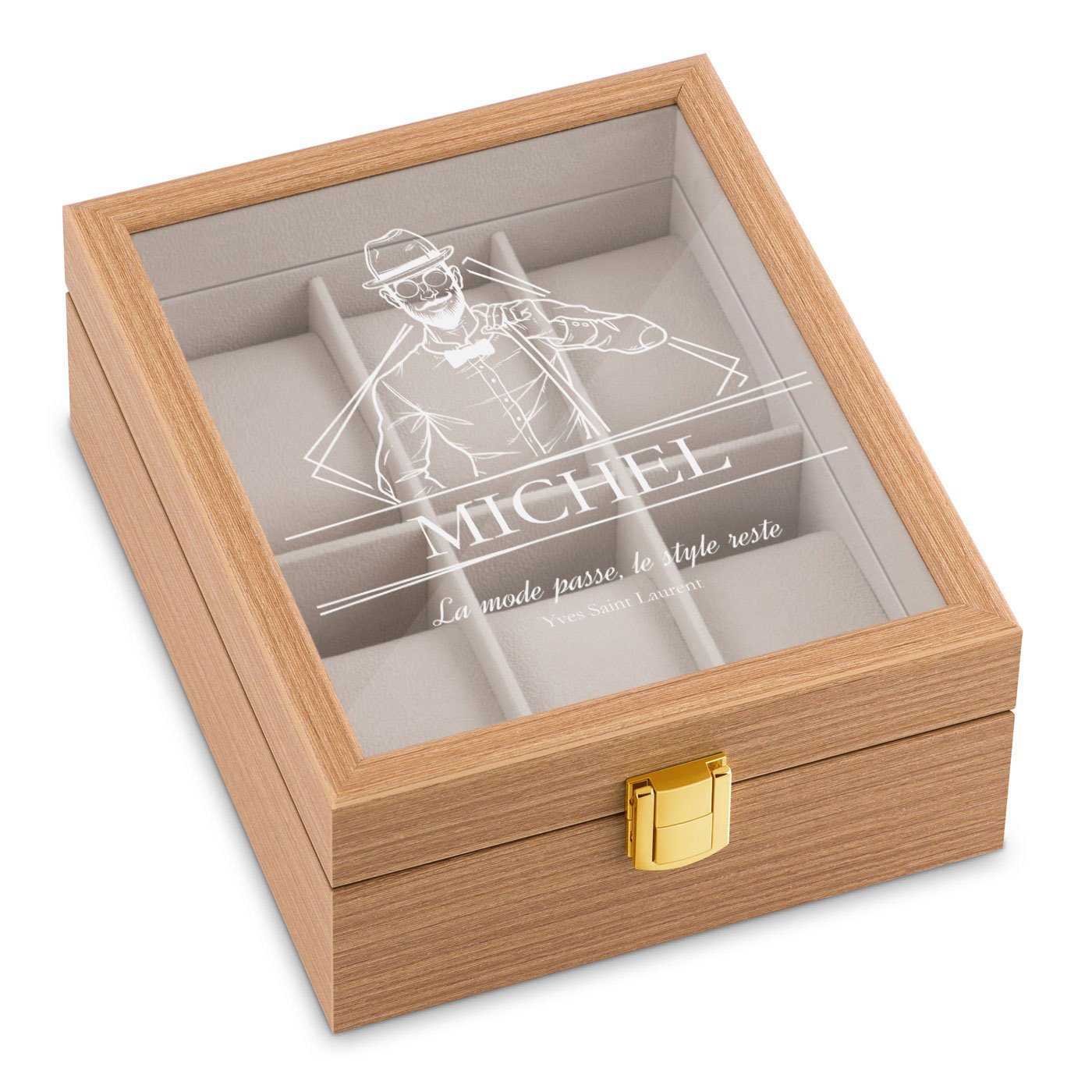 Caja de relojes de madera personalizada Murrano para hombres