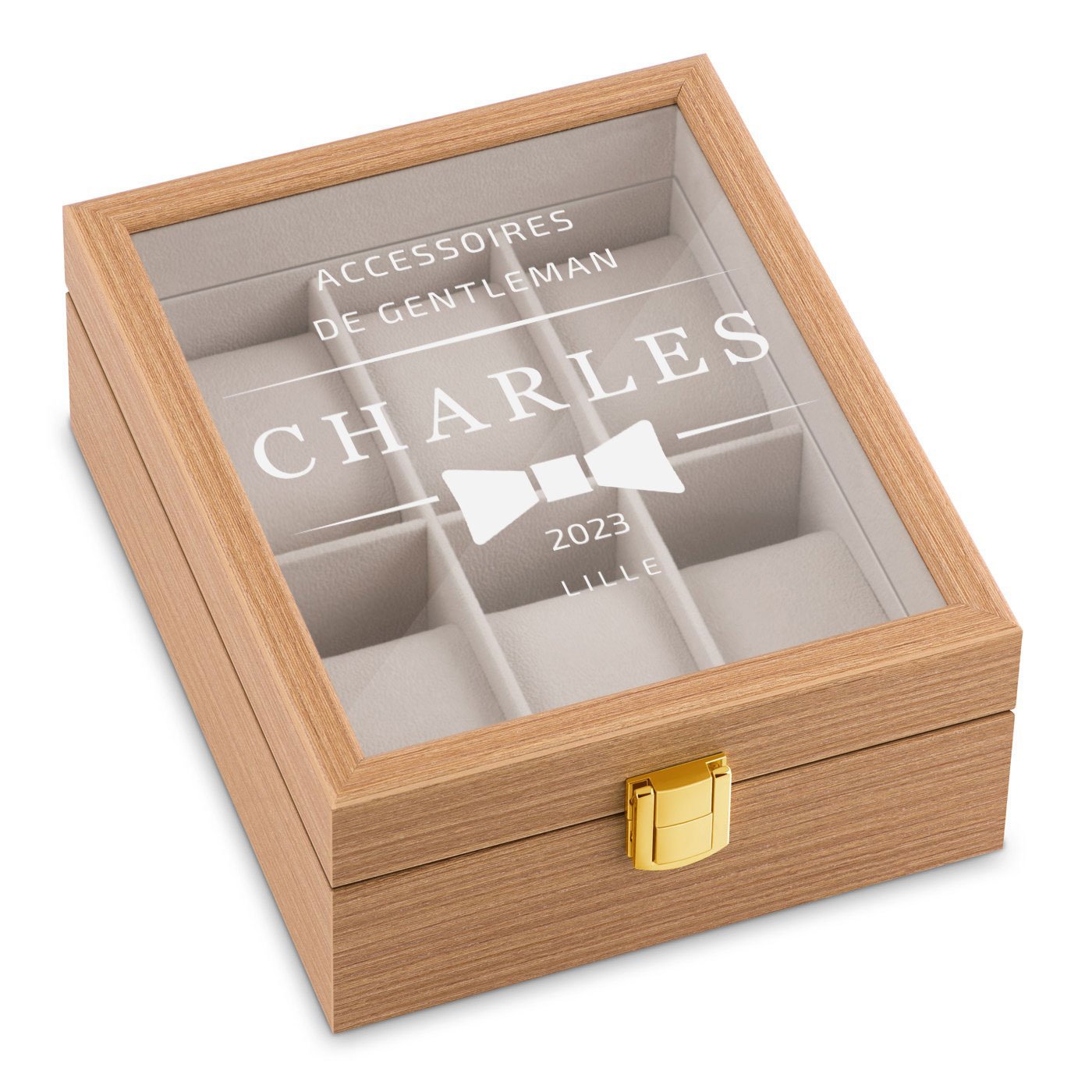 Murrano Wood Watch Box with Engraving for Grandfathers' Day