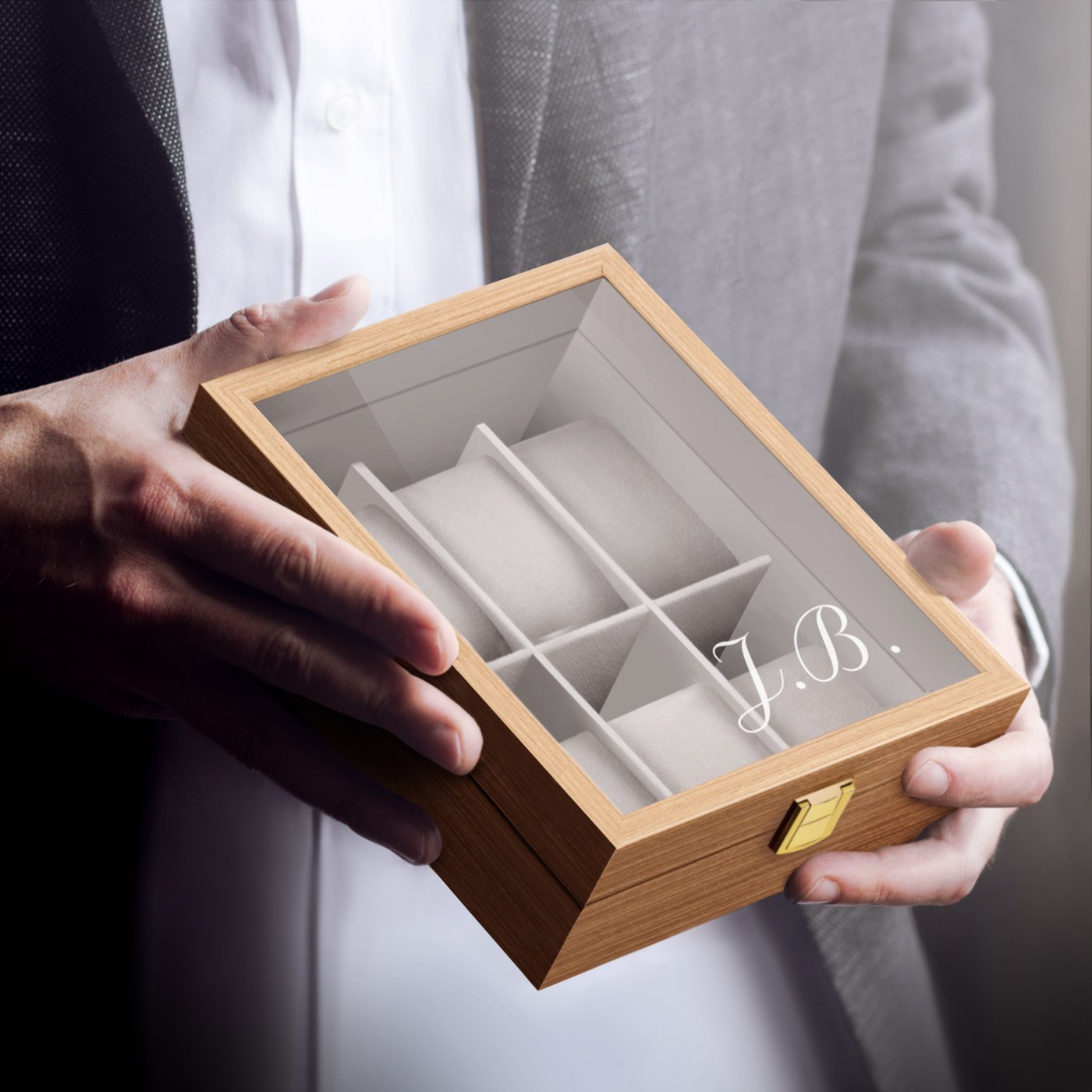 Murrano Wooden Watch Box with Engraving for a Loved One's Birthday