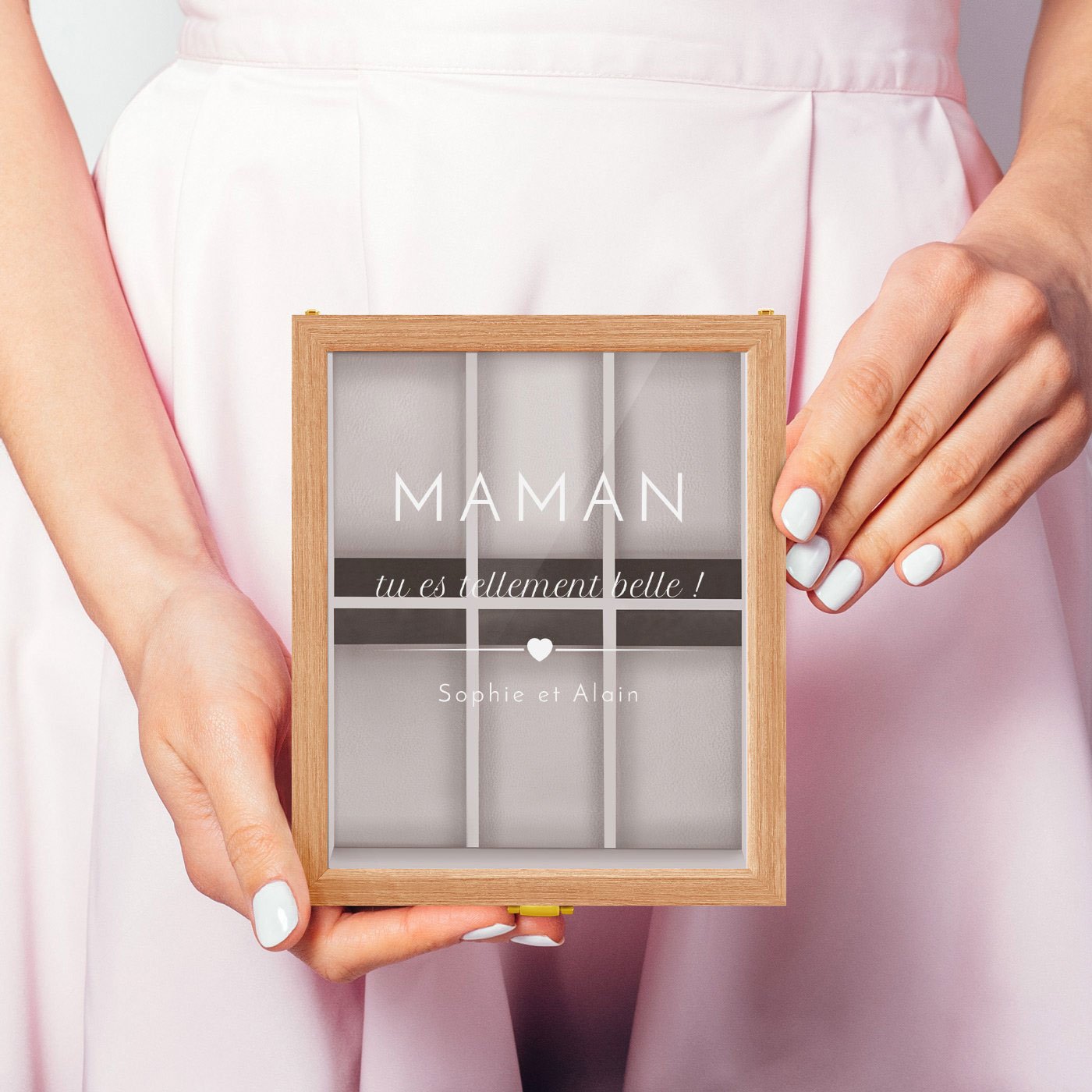 Murrano Personalized Clear Wood Watch Box for Mother's Day