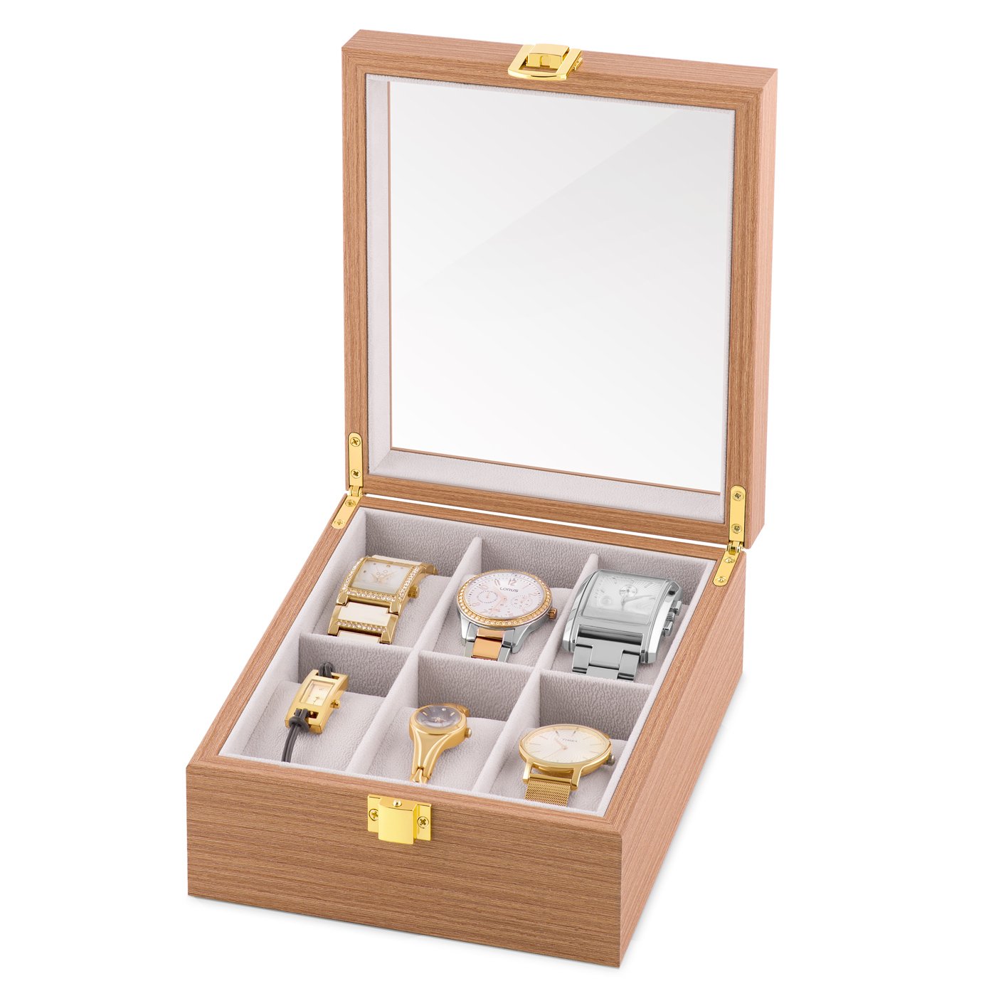 Murrano Personalized Clear Wood Watch Box for Mother's Day