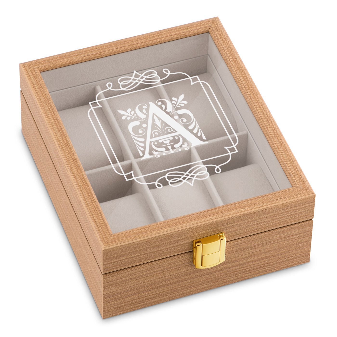 Caja de relojes de madera personalizada Murrano para el cumpleaños de mamá