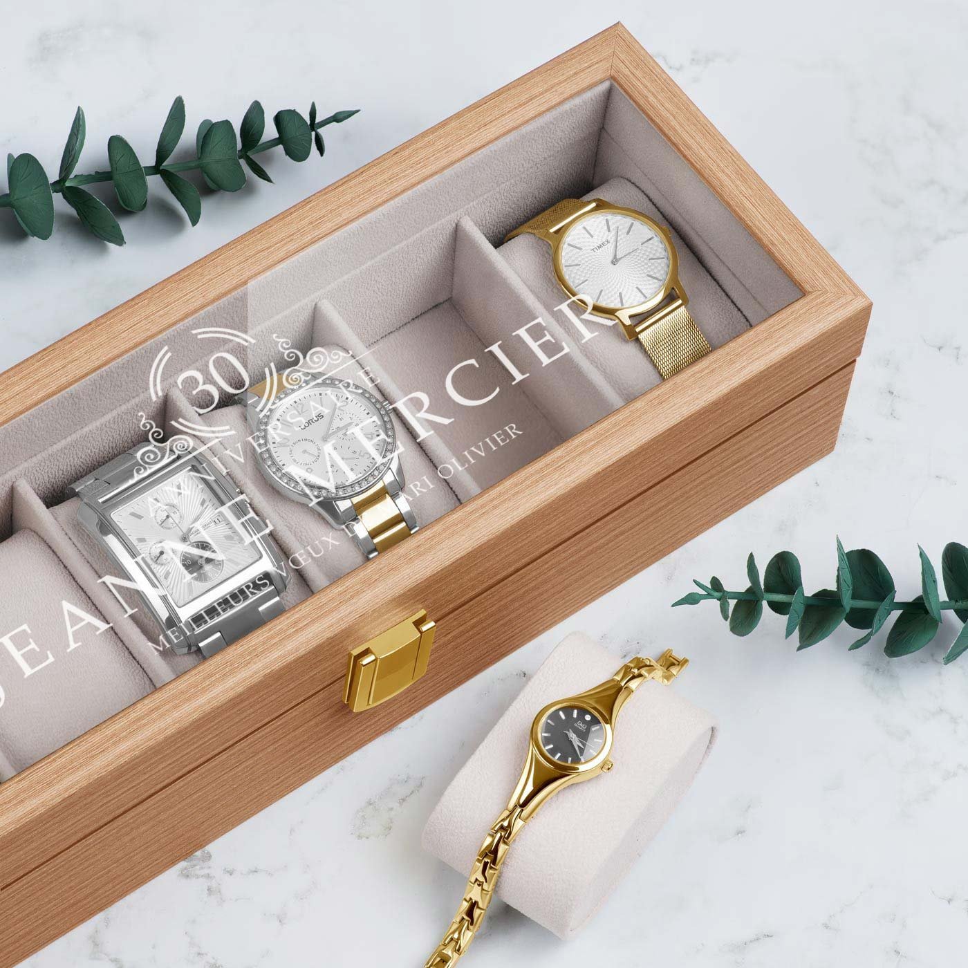 Murrano Personalized Wood Watch Box for Women's 30th Birthday
