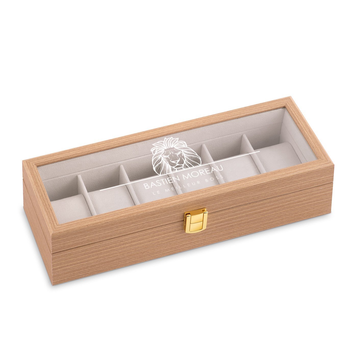 Caja de reloj personalizada de madera Murrano para el cumpleaños de un jefe
