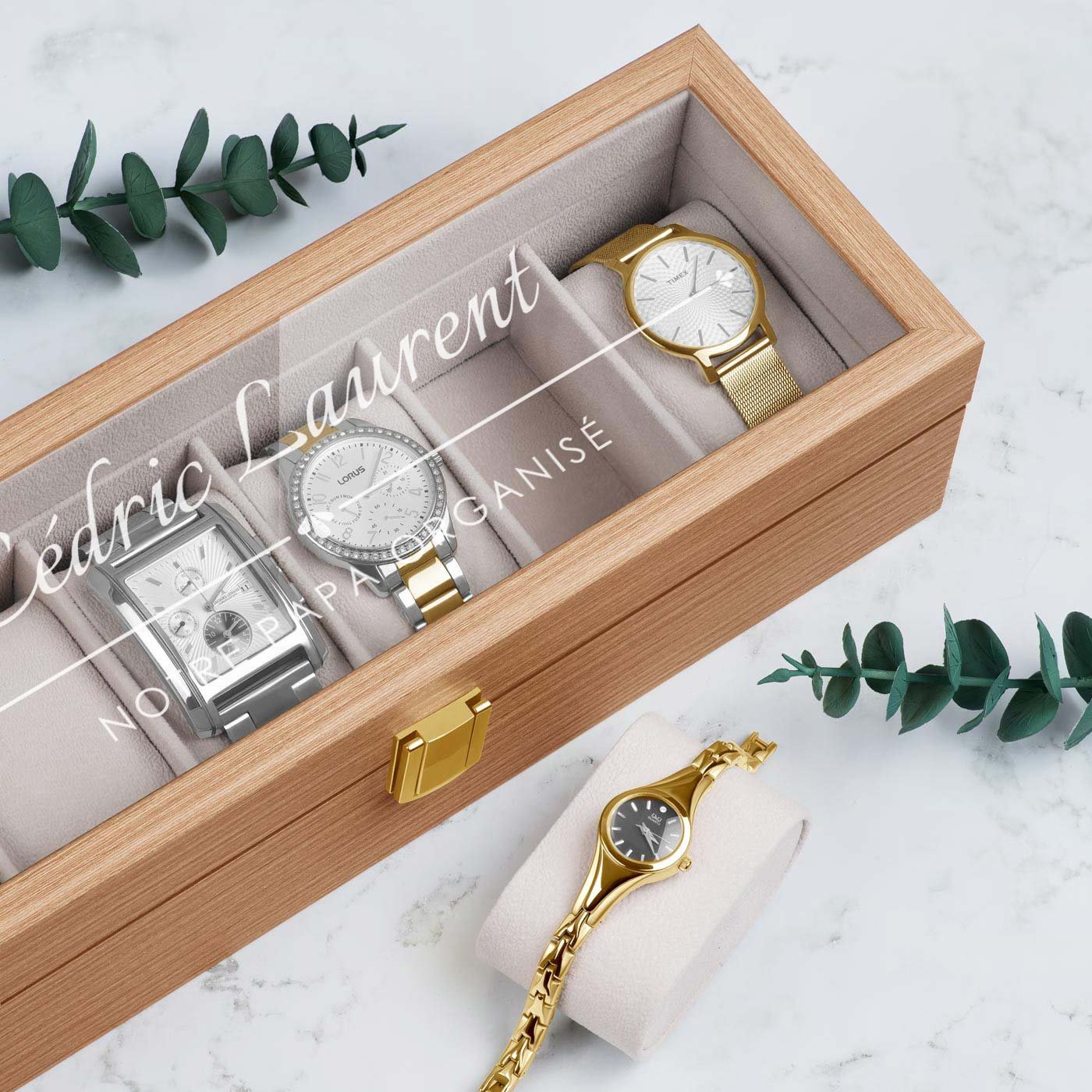 Murrano Wood Watch Box with Engraving for Father's Day