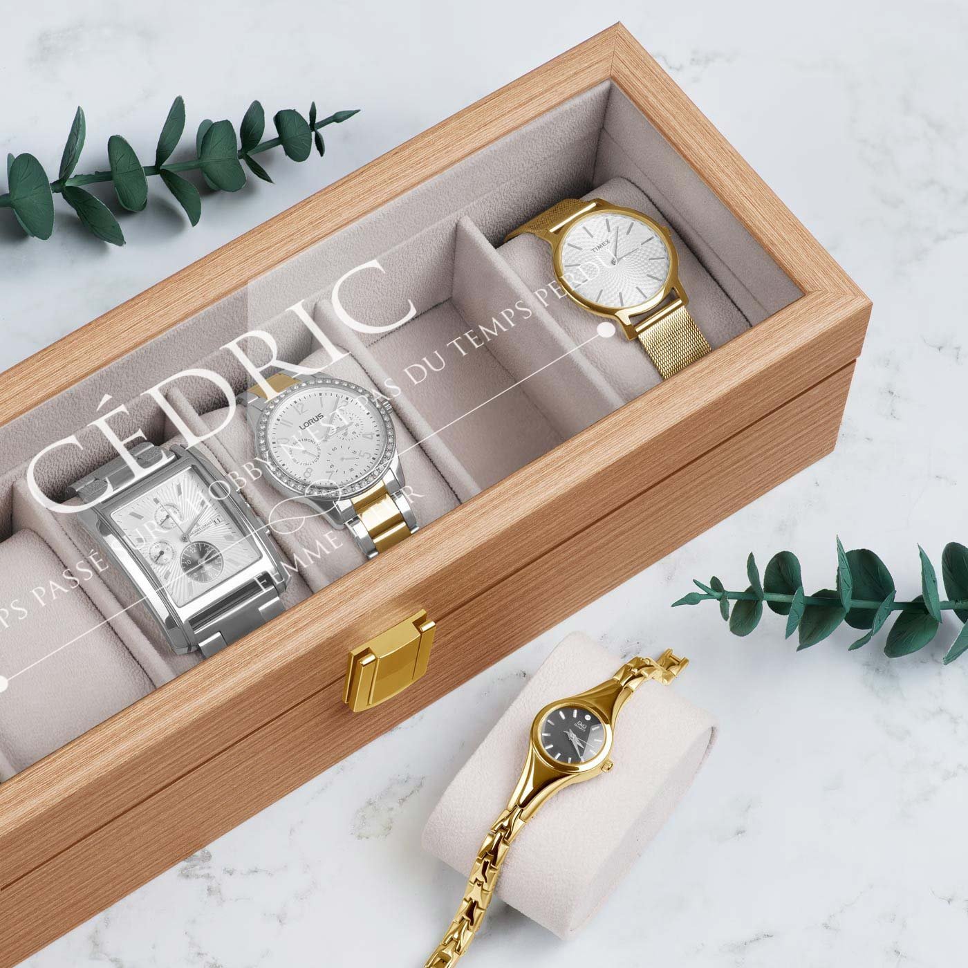 Boîte à montres en bois personnalisée Murrano pour mari - Cadeau d'anniversaire de mariage