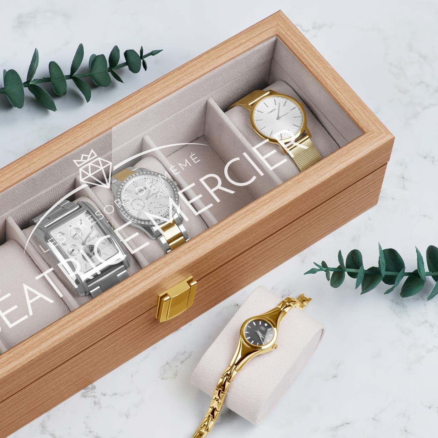 Caja de reloj personalizada de madera para el Día de las Abuelas