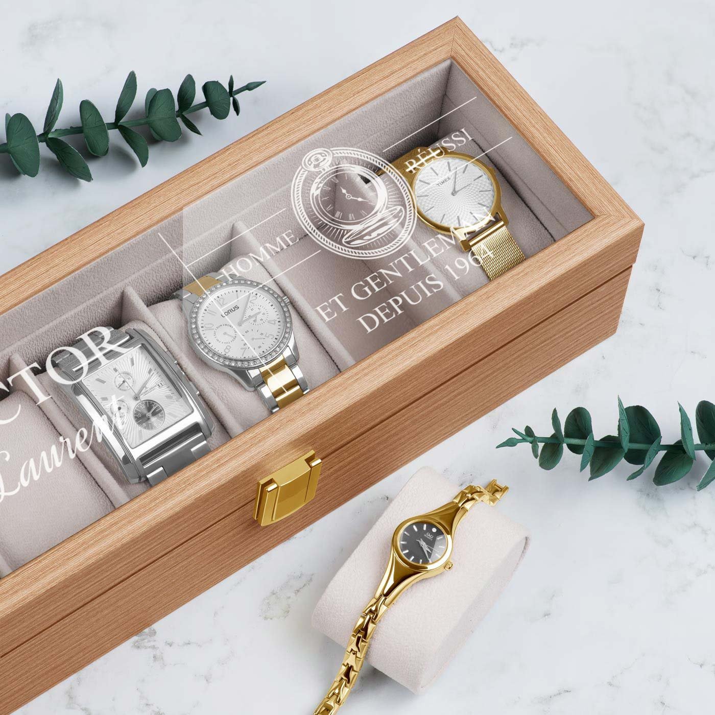 Murrano Personalized Wood Watch Box for Men's Birthday