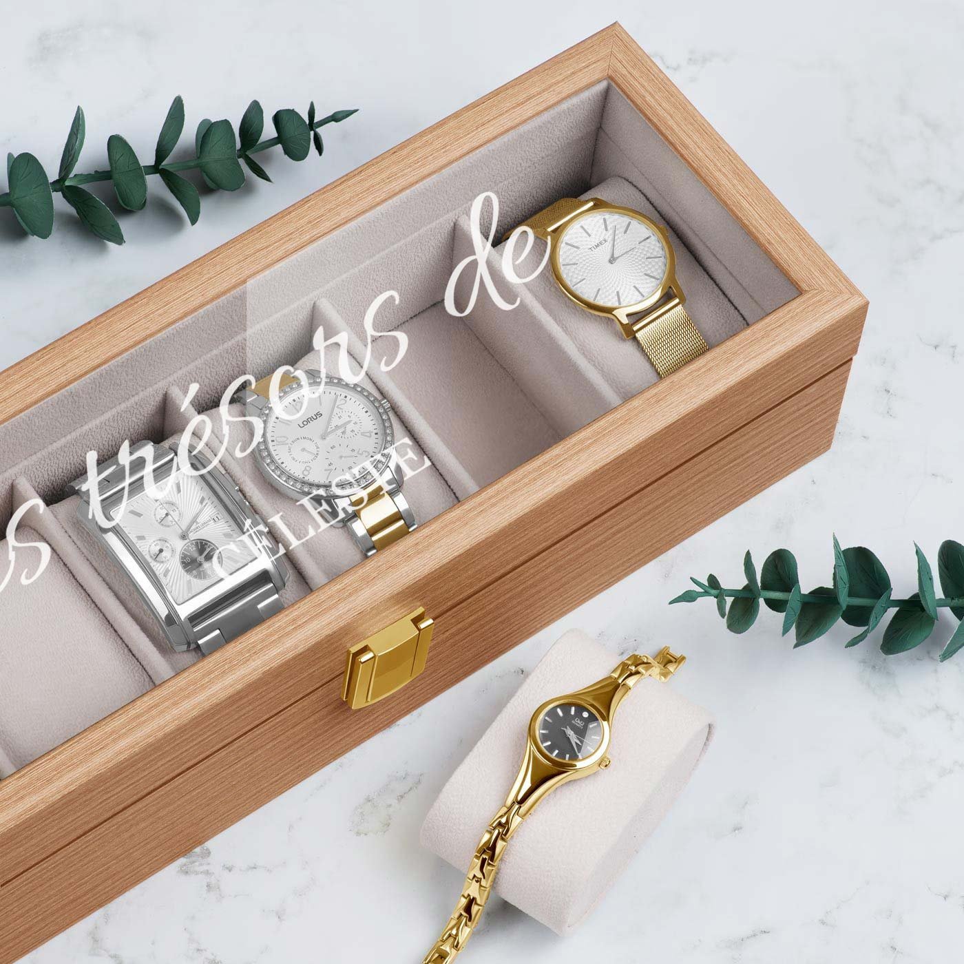 Murrano Wood Watch Box with Gravure for a Friend's Birthday