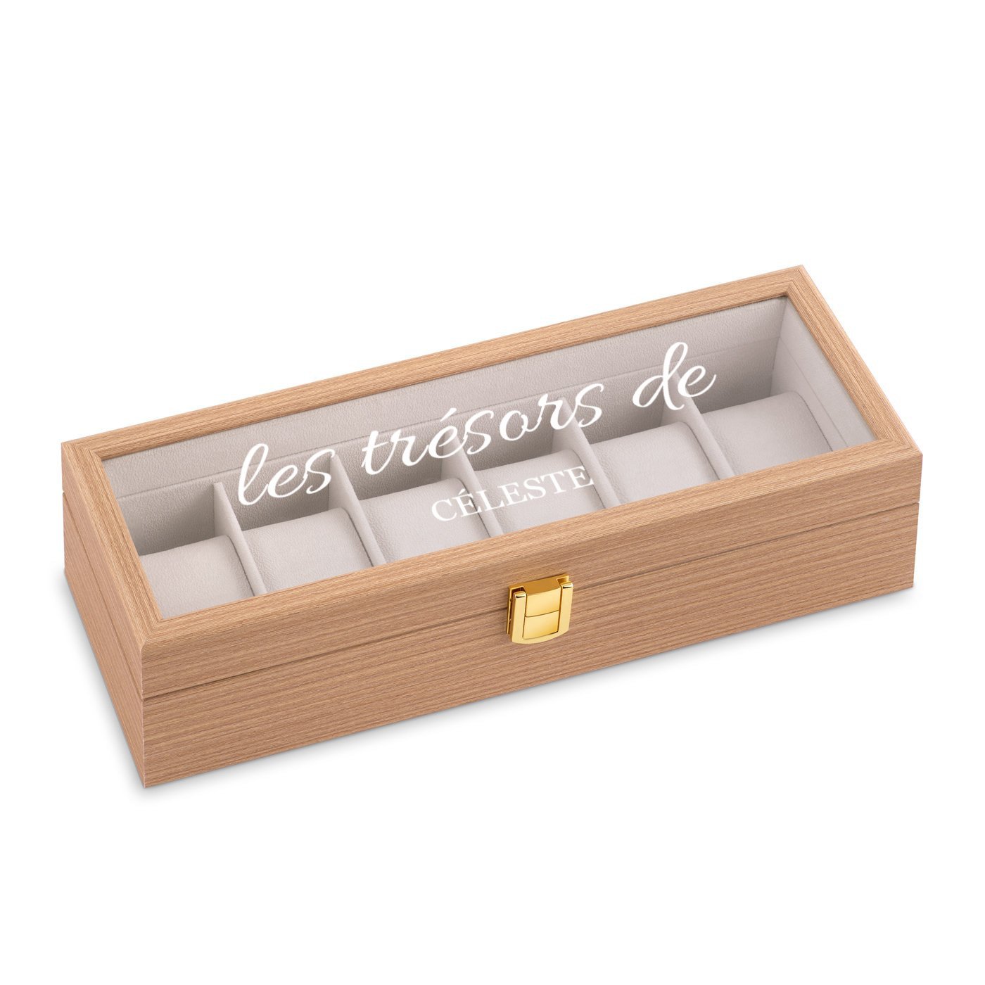 Caja de relojes de madera Murrano con grabado para el cumpleaños de una amiga