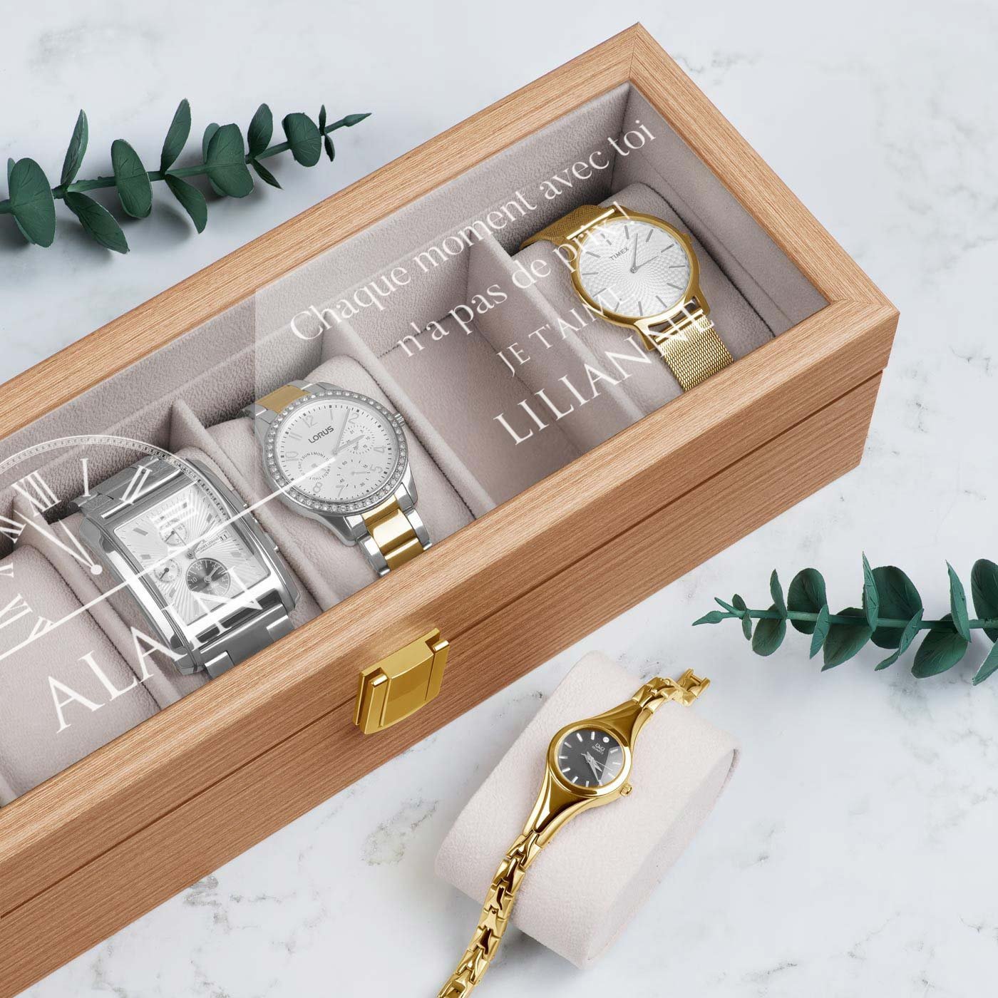 Murrano Personalized Wood Watch Box for Men