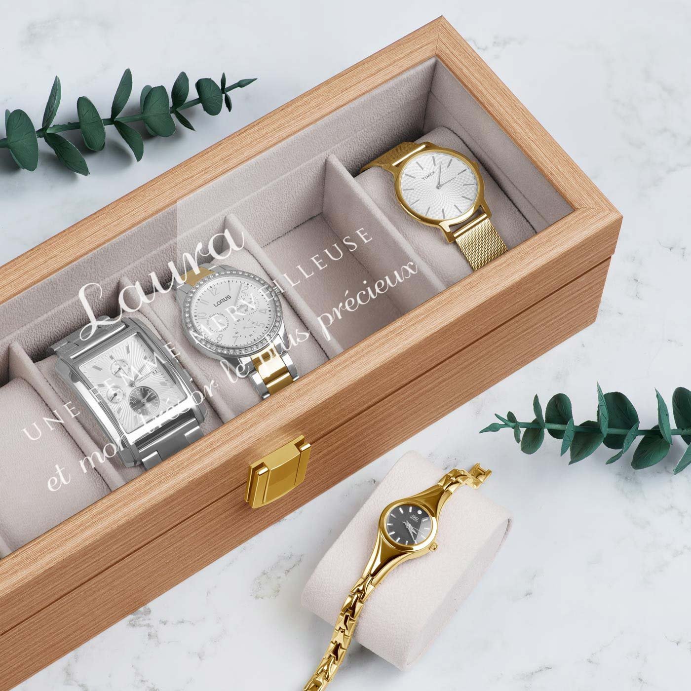 Murrano Personalized Wooden Watch Box for Women