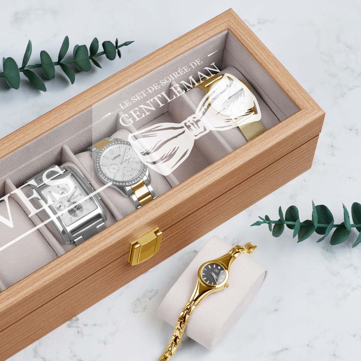 Murrano Personalized Wooden Watch Box for Father's Day