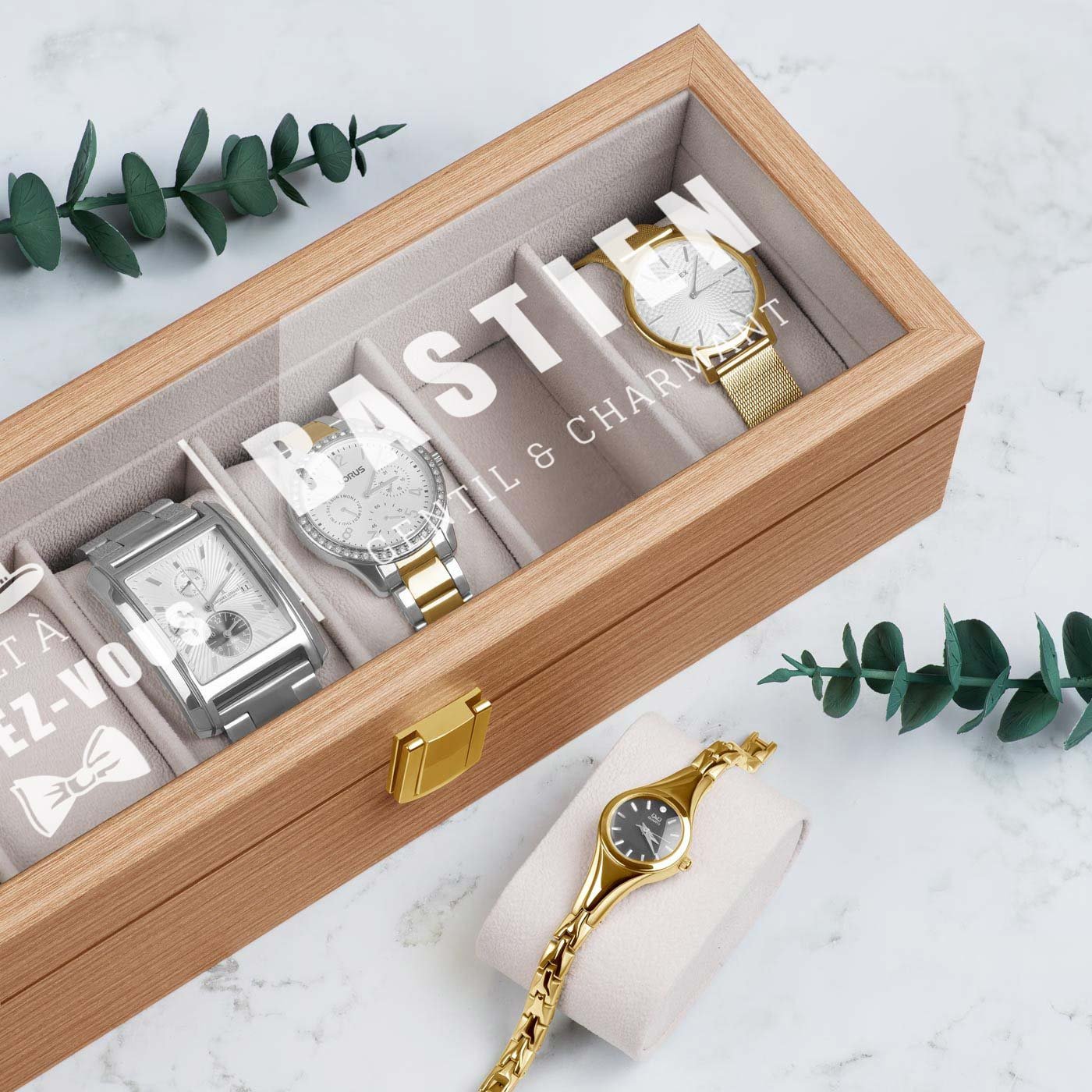 Murrano Wood Watch Box with Engraving for Him for His Birthday