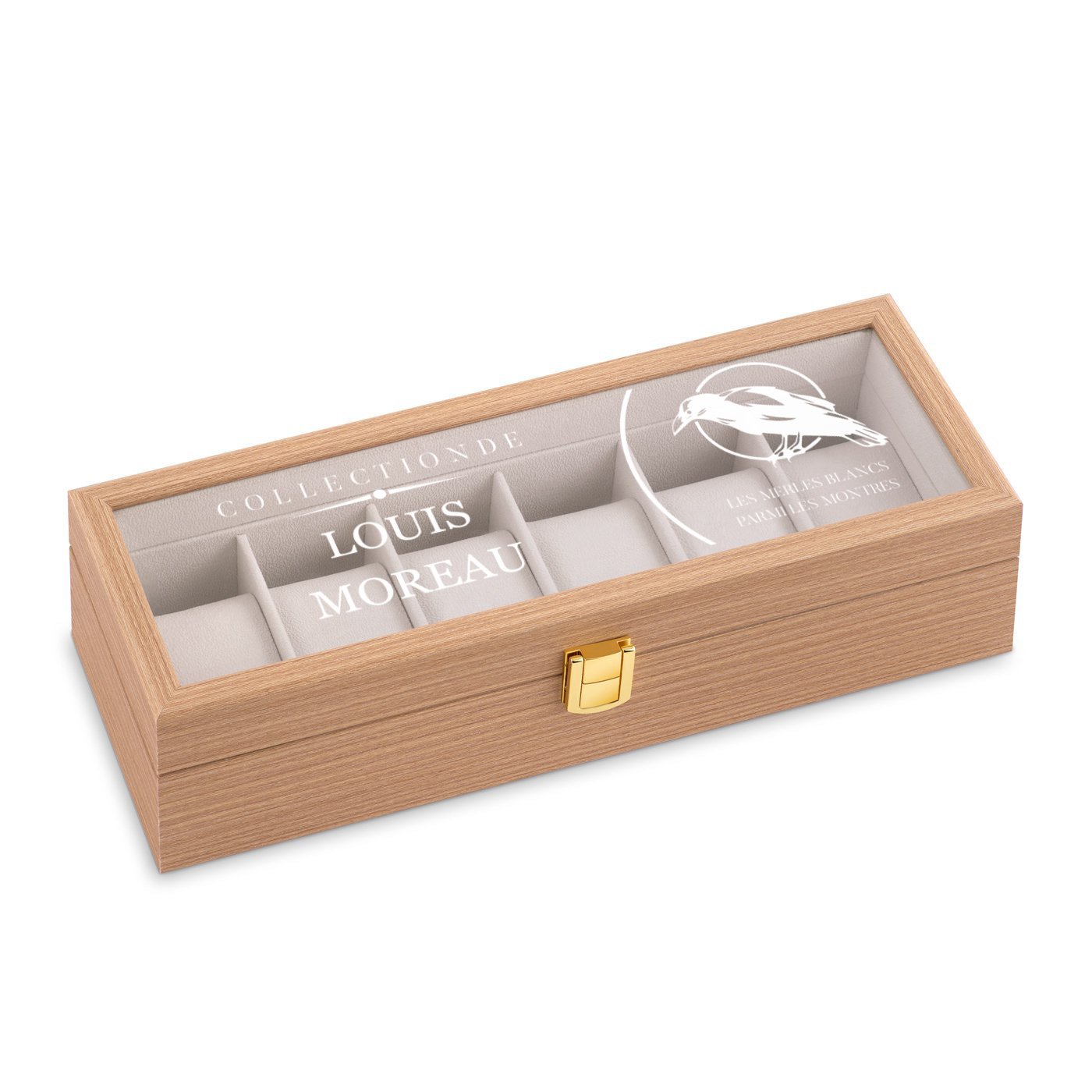 Caja de relojes personalizada de madera Murrano para el cumpleaños de un colega