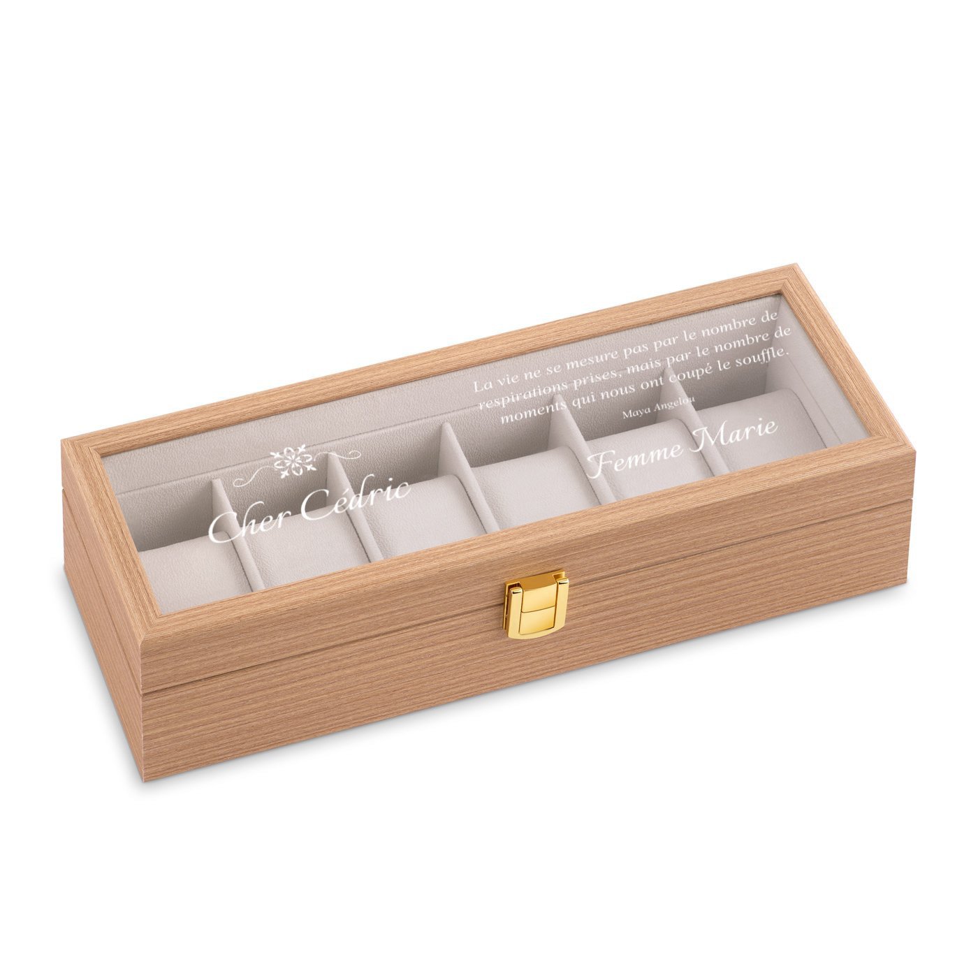 Murrano Wooden Watch Box with Engraving for Husband - Wedding Anniversary Gift