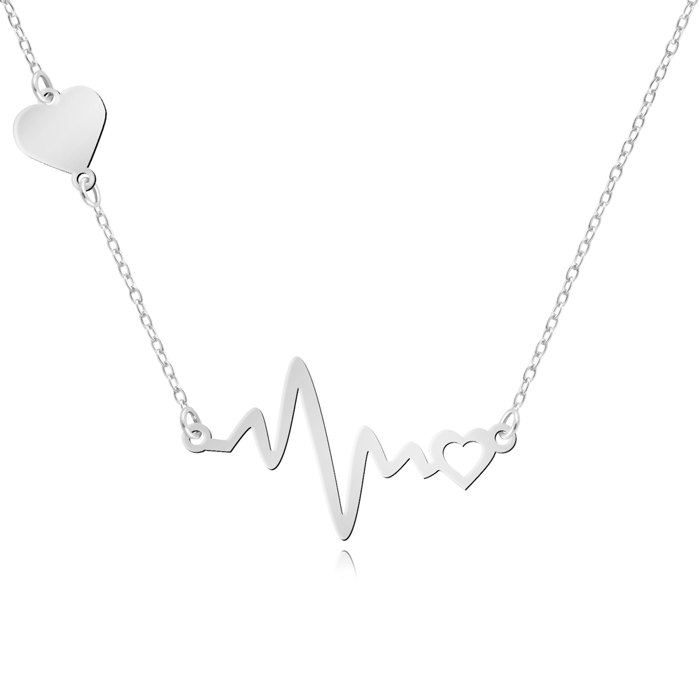 Collar de corazón de plata de Murrano con grabado