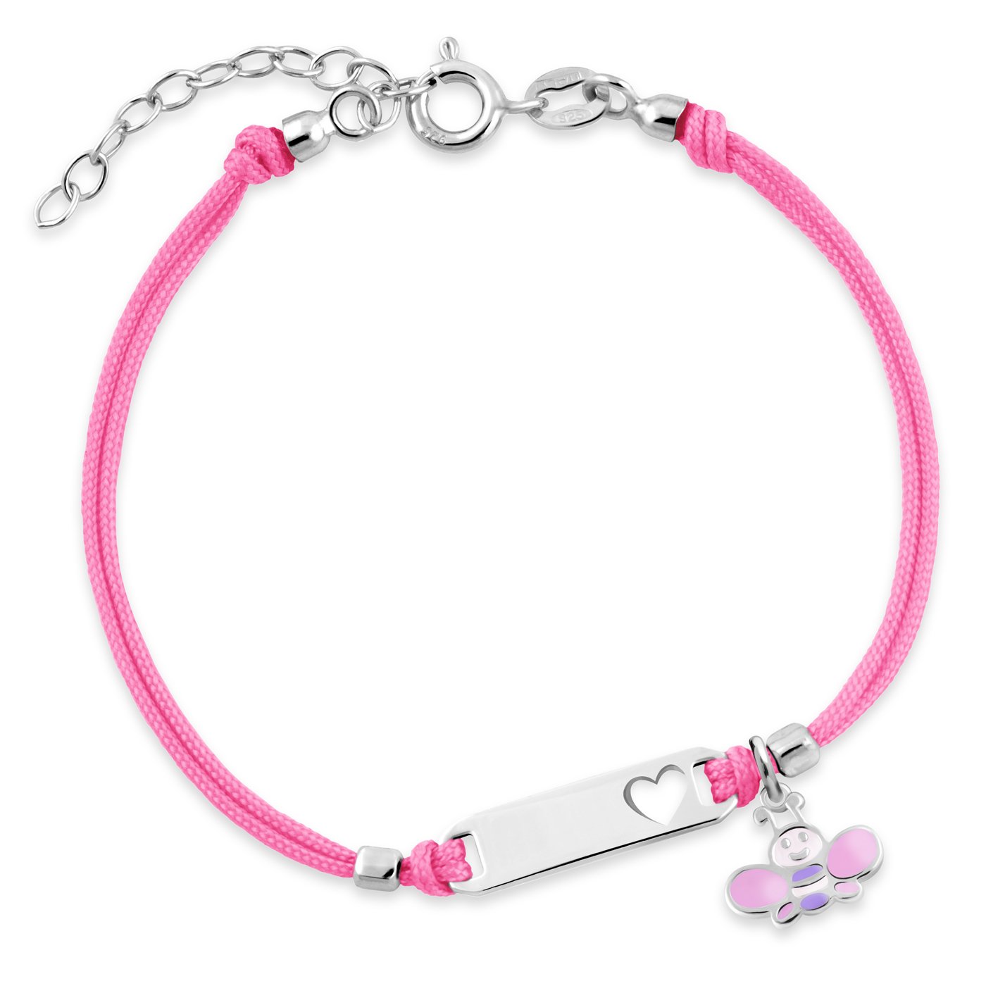 Bracelete de cuerda de plata 925 (millimetros) personalizado Murrano para niñas pequeñas
