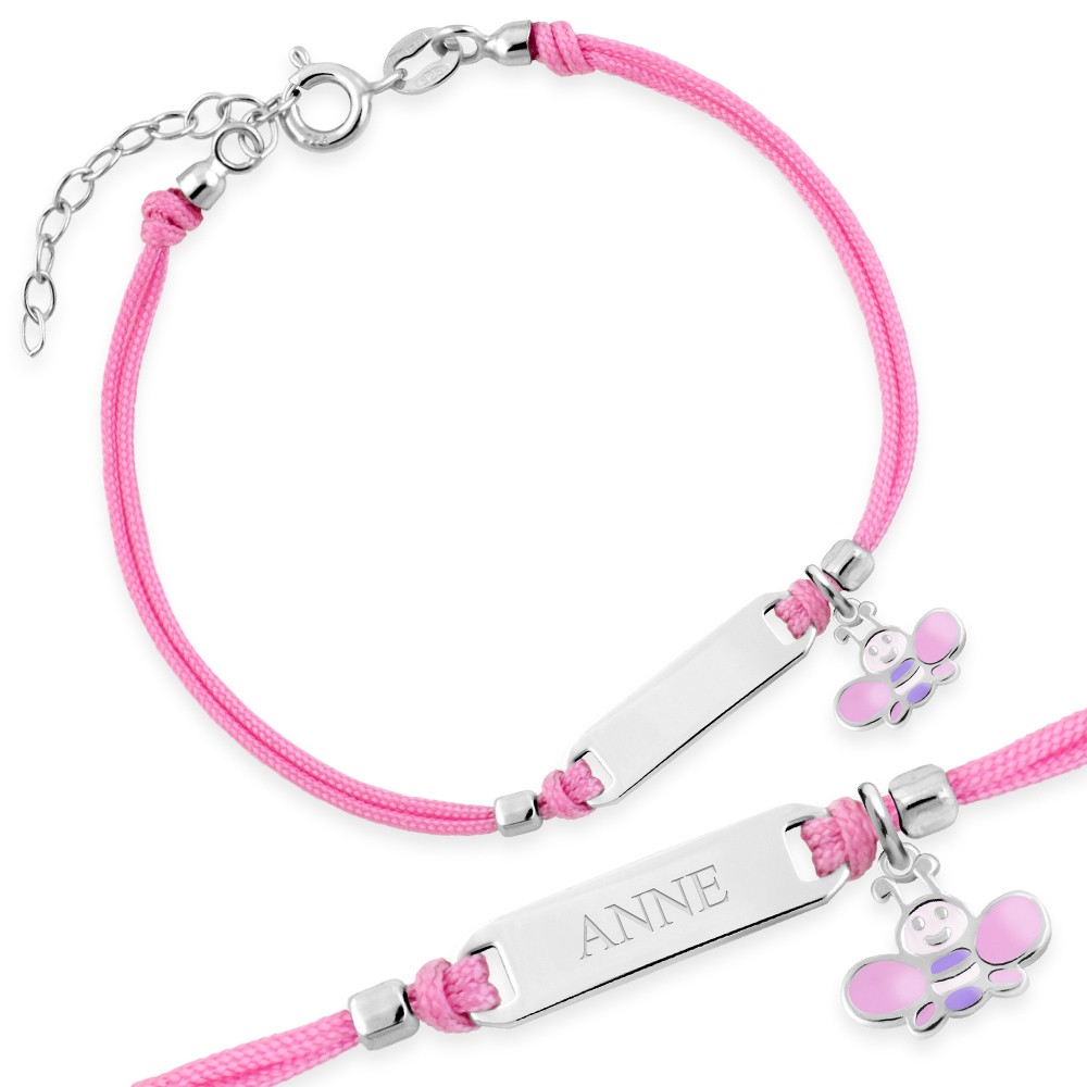 Bracelete de cuerda de plata 925 (millimetros) personalizado Murrano para niñas pequeñas
