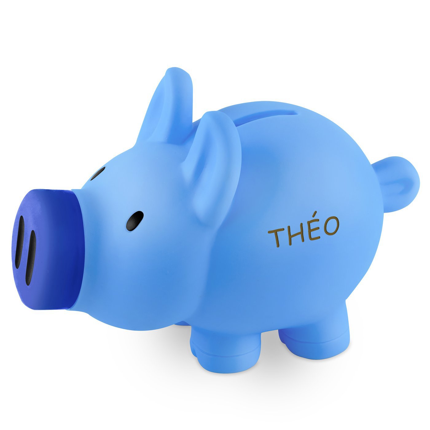 Caja de ahorros azul personalizada para el cumpleaños de mi sobrino