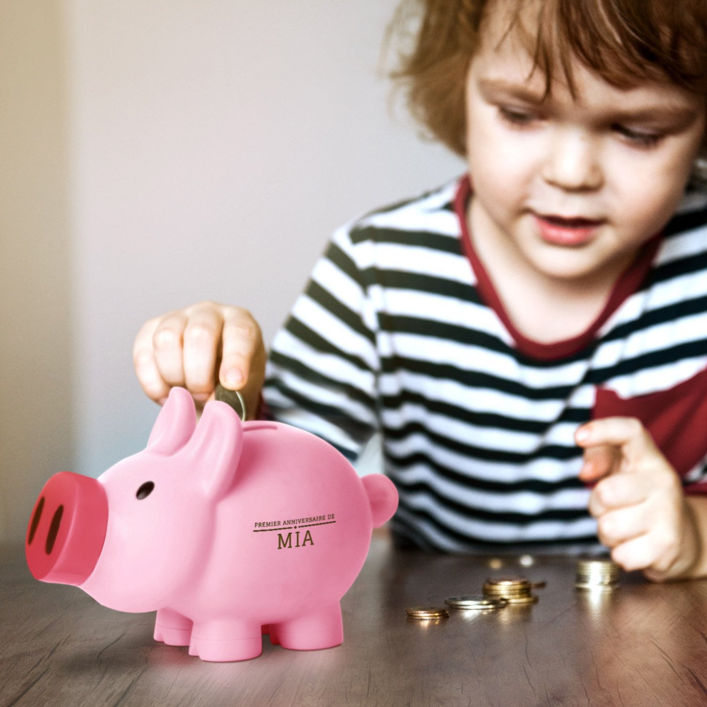 Personalized Pink Piggy Bank for a Little Girl's First Birthday