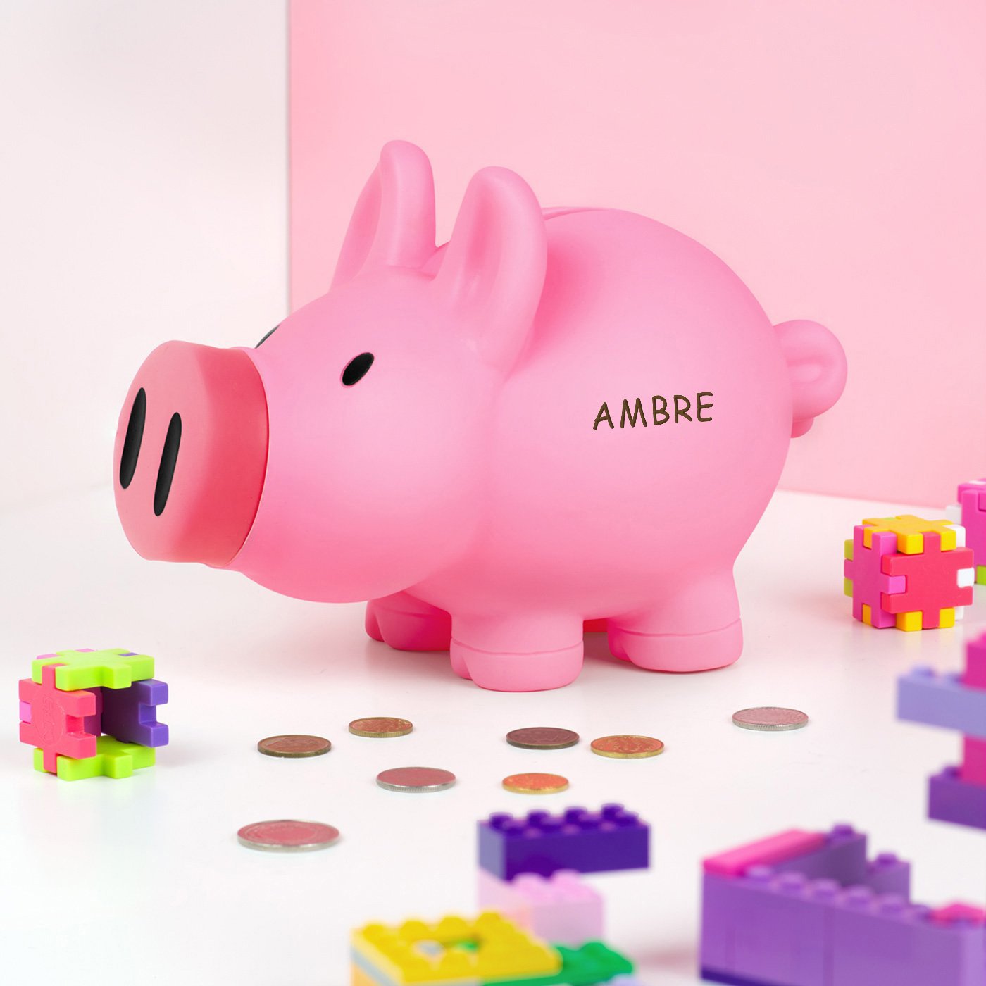 Personalized Pink Piggy Bank for a Girl's Birthday