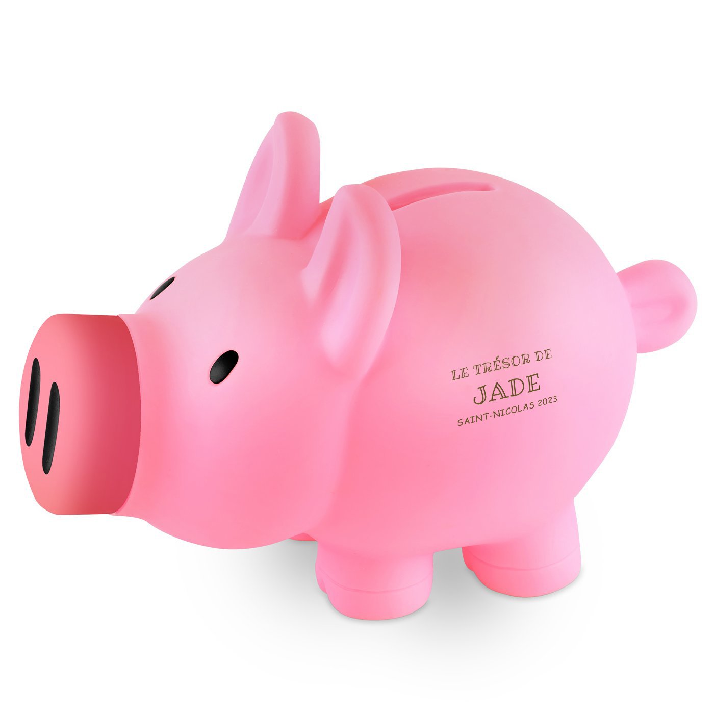 Murrano Pink Piggy Bank with Engraving for Granddaughter's Saint Nicholas or Birthday