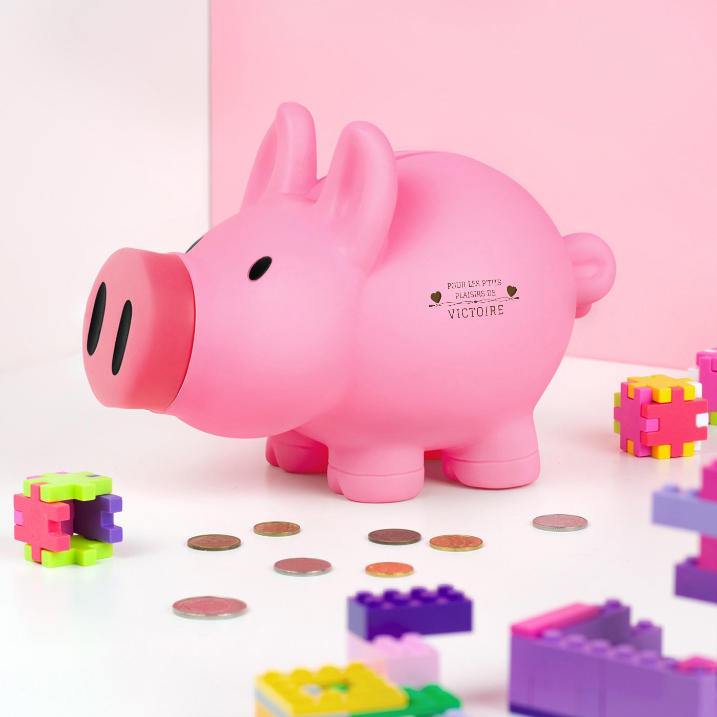 Murrano Pink Piggy Bank with Engraving for a Niece