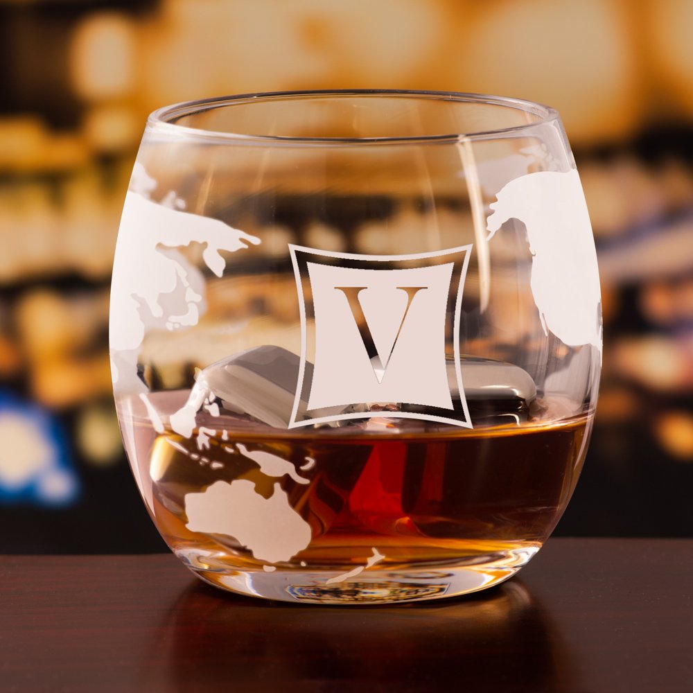 Decantador de whisky Murrano en forma de globo con barco y vasos personalizados (regalo de aniversario para hombres)