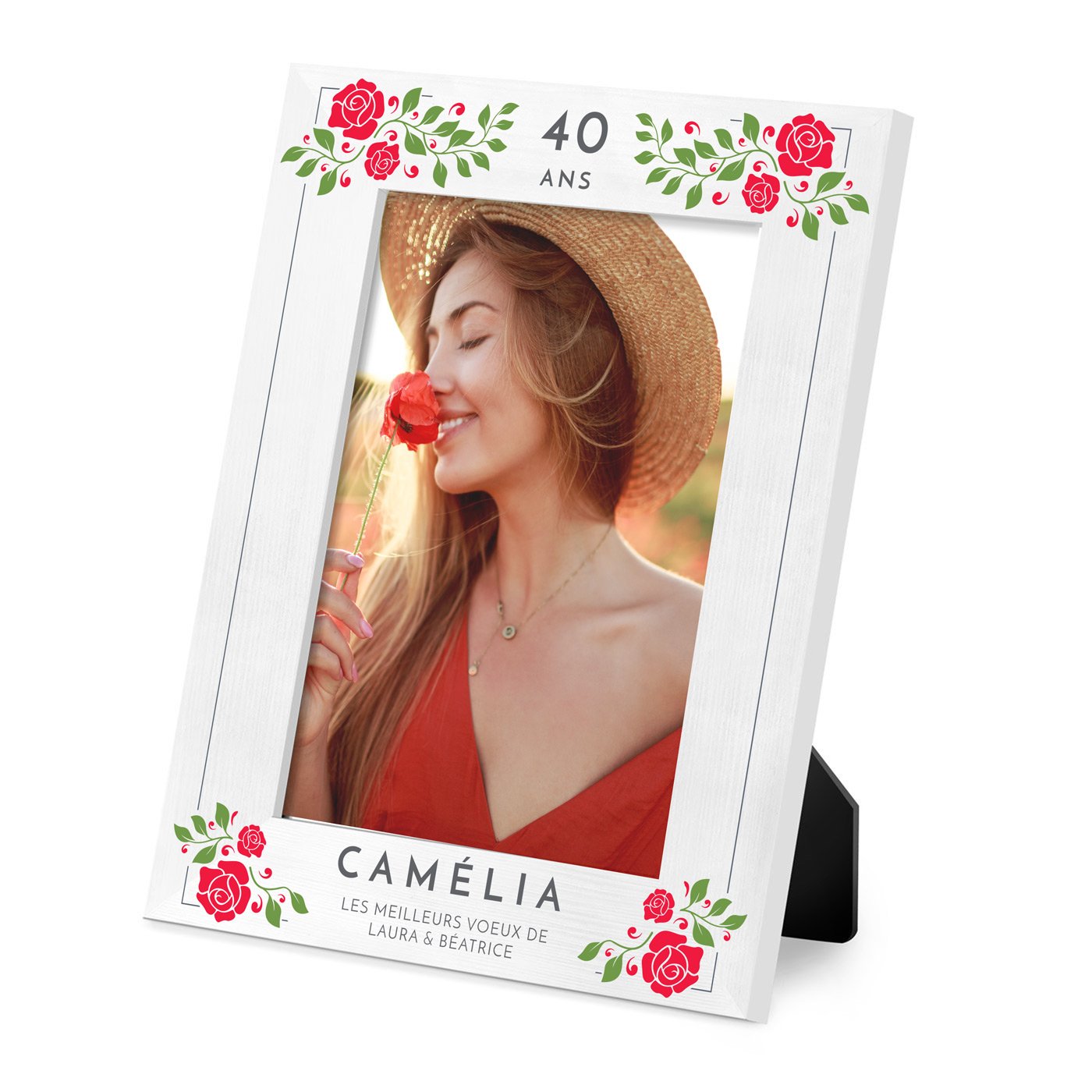 Marco de fotos personalizado de madera blanca Murrano para su 40º cumpleaños
