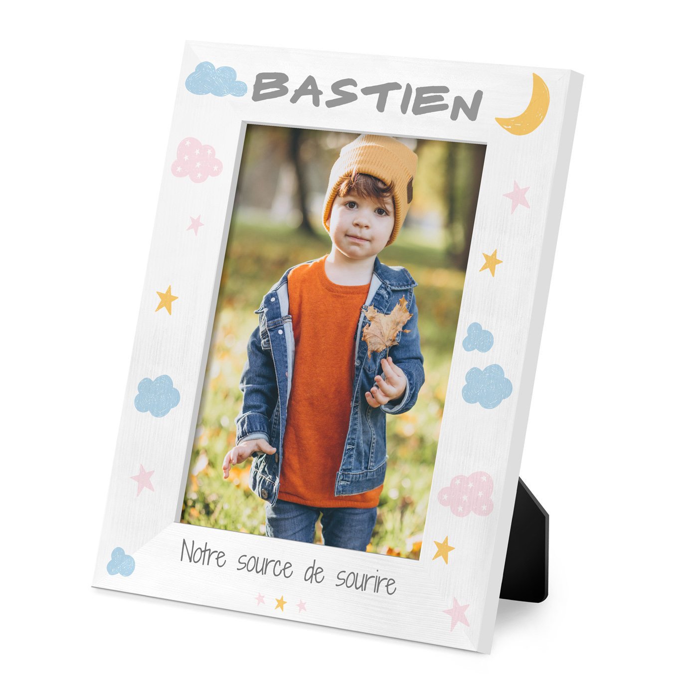 Marco de fotos de madera blanca personalizado para niño pequeño