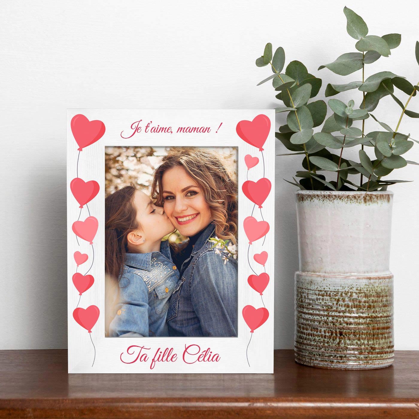 Marco de foto de madera blanca personalizado Murrano - Regalo para el Día de las Madres