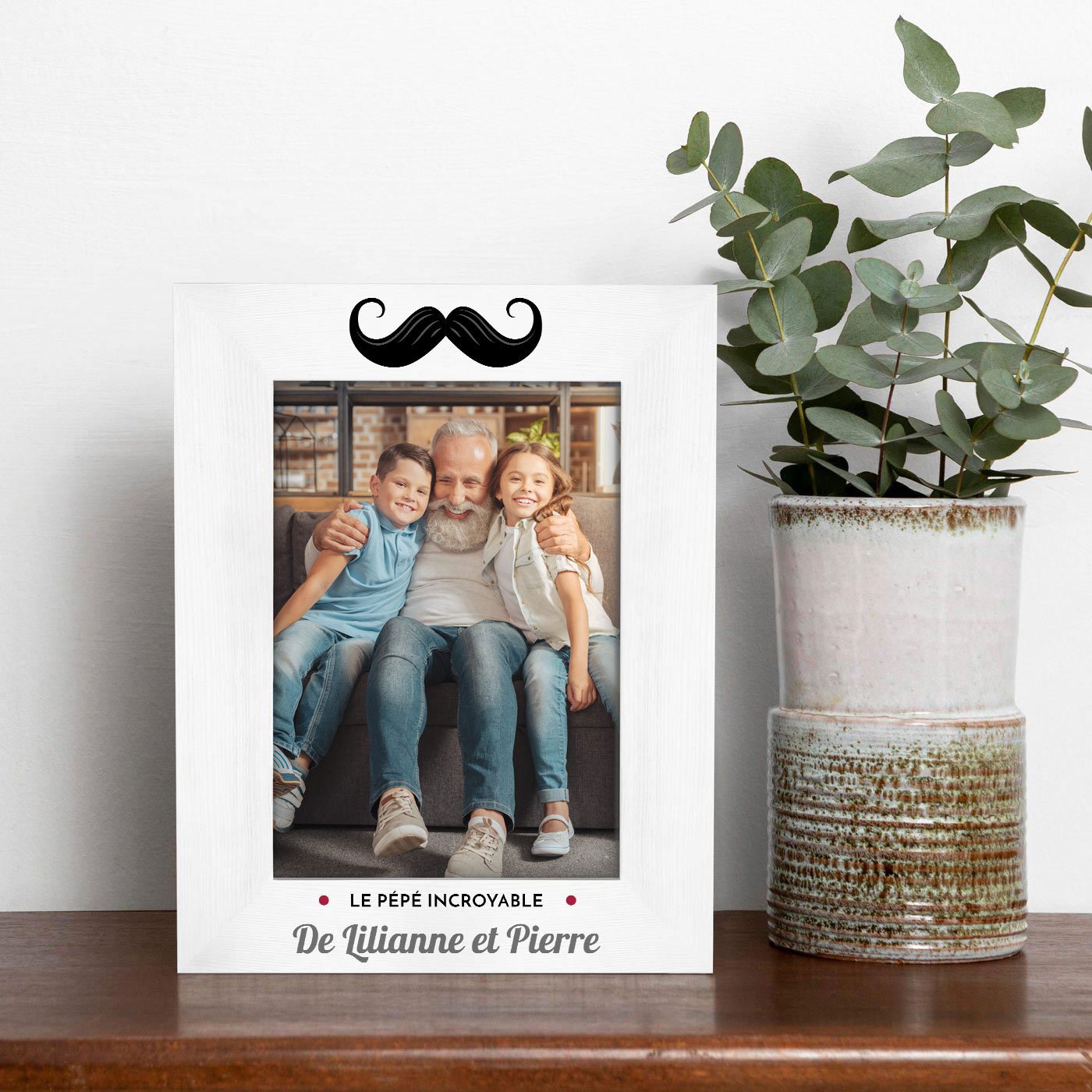 Marco de foto personalizado de madera blanca Murrano para abuelo
